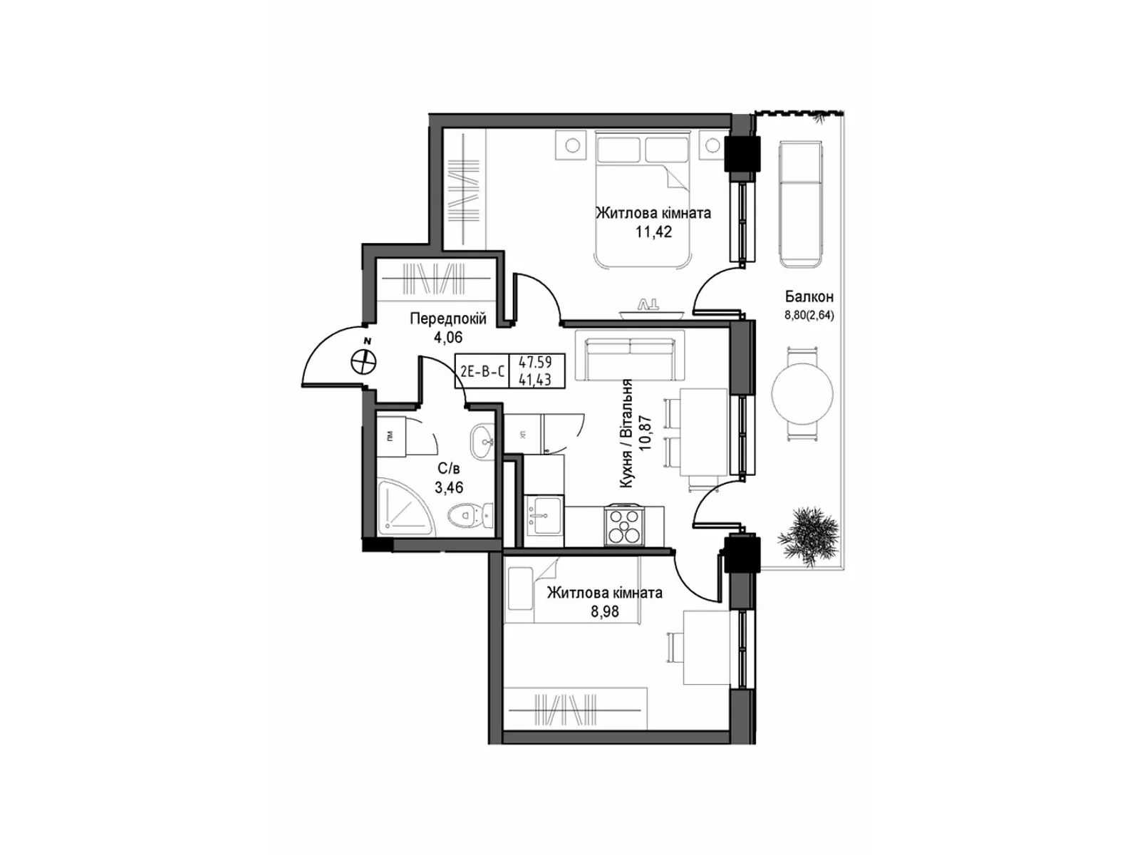 Продается 2-комнатная квартира 47.59 кв. м в Одессе, ул. Спрейса, 1