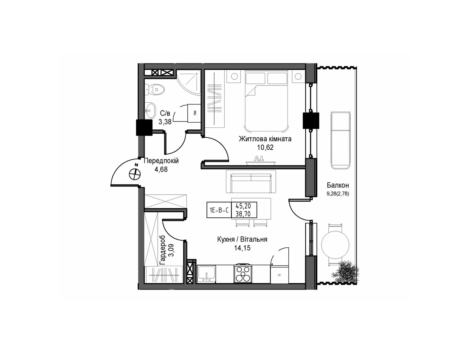 Продается 1-комнатная квартира 45.2 кв. м в Одессе, ул. Спрейса, 1