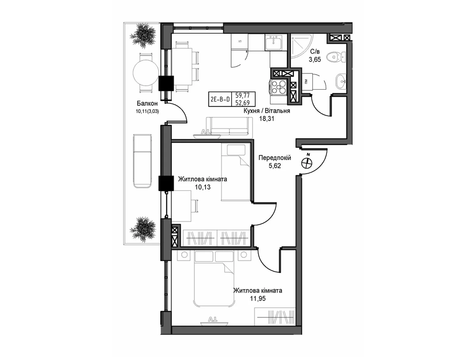Продается 2-комнатная квартира 52.69 кв. м в Одессе, ул. Василия Спрейса, 1 - фото 1