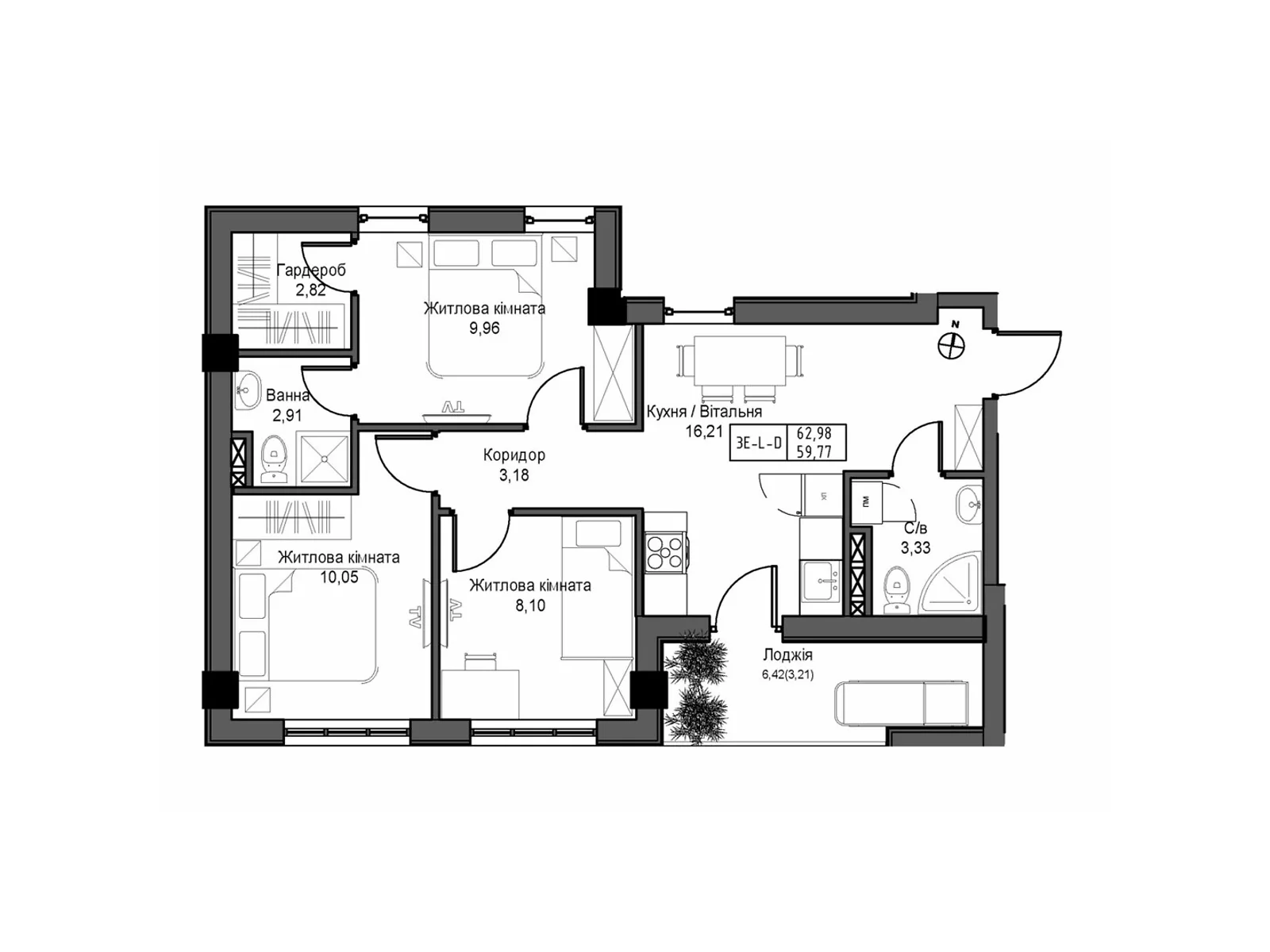 Продается 3-комнатная квартира 62.98 кв. м в Одессе, ул. Василия Спрейса, 1 - фото 1