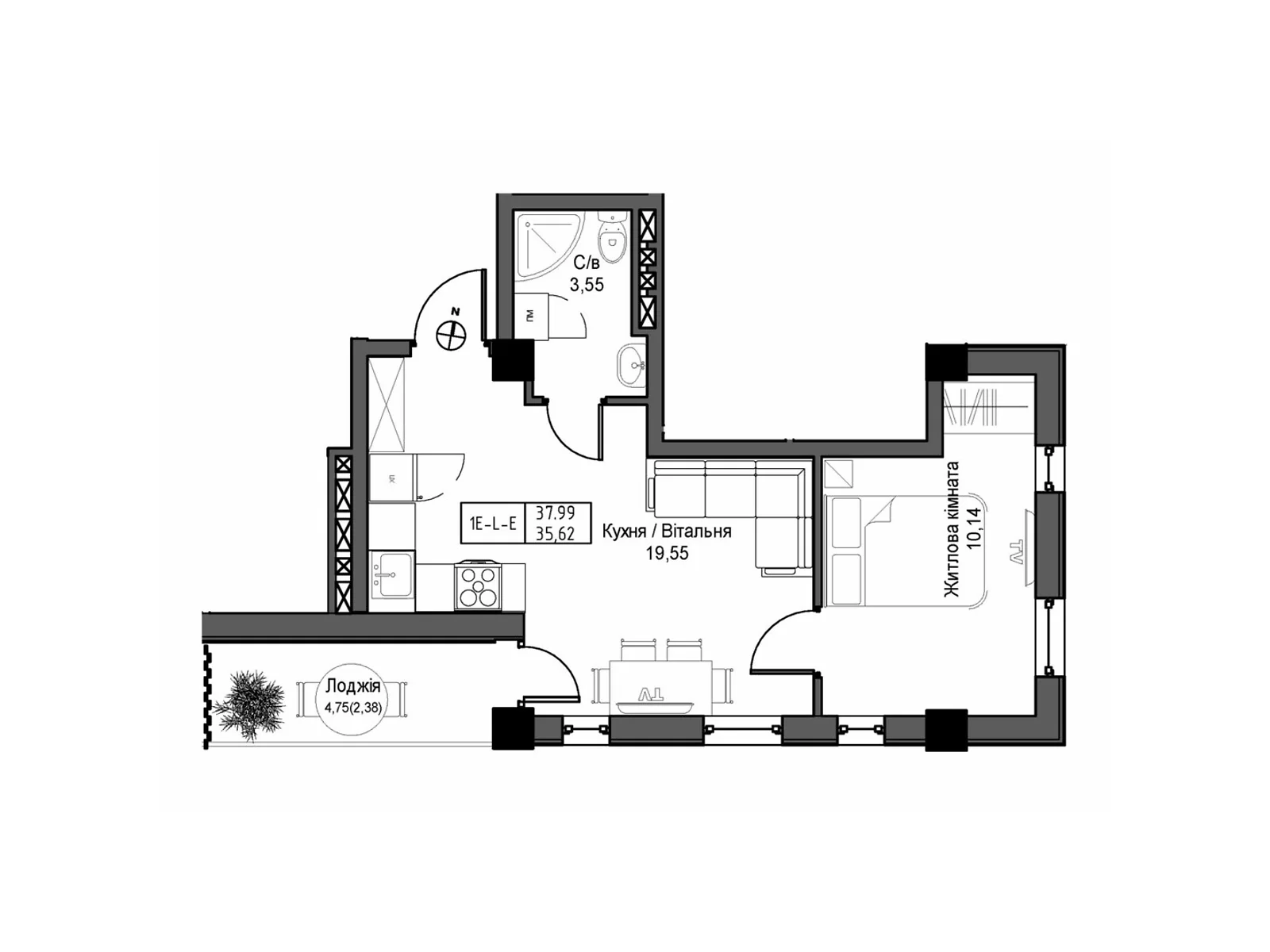Продається 1-кімнатна квартира 37.99 кв. м у Одесі, вул. Василя Спрейса, 1 - фото 1