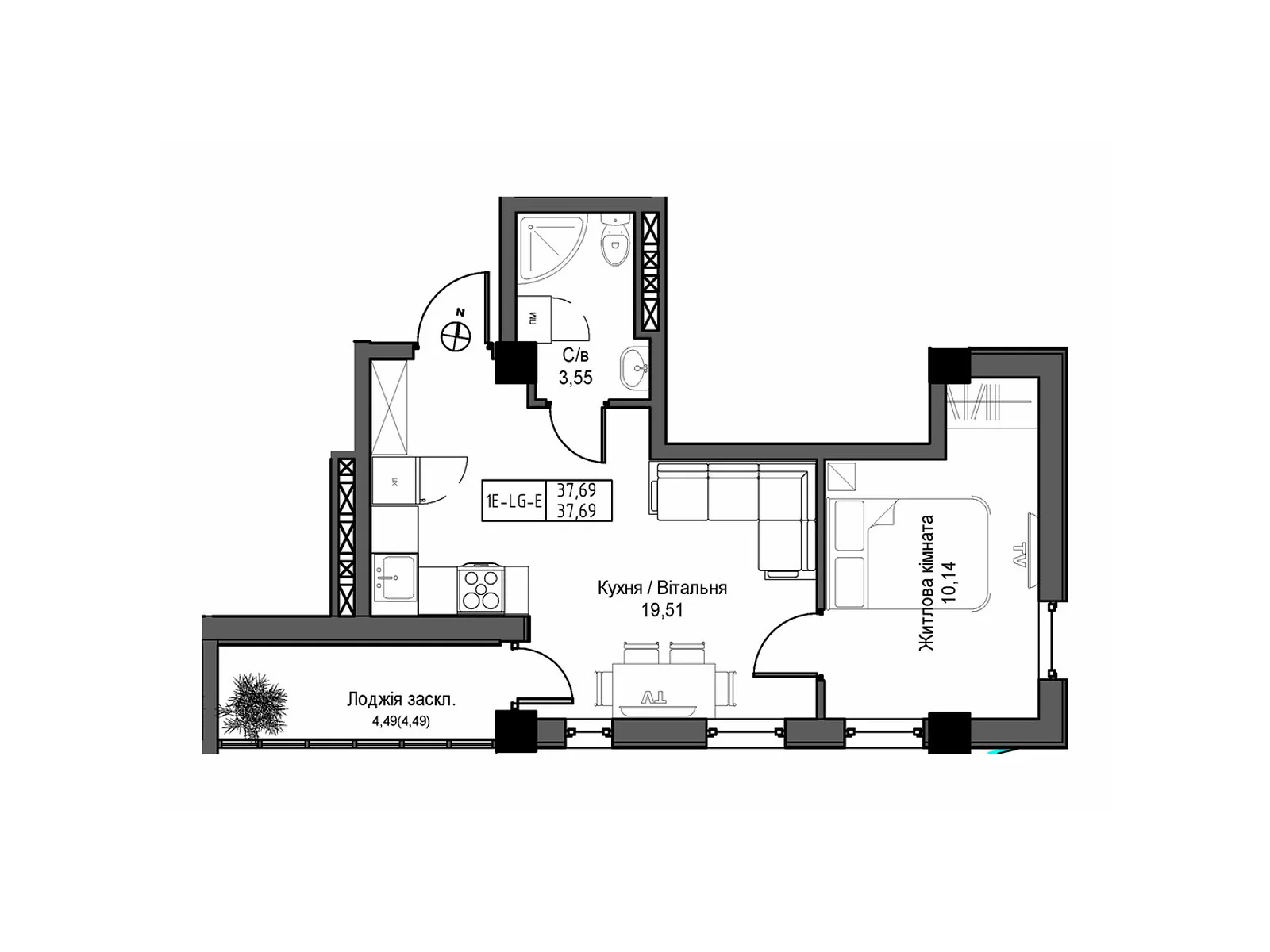 Продается 1-комнатная квартира 37.69 кв. м в Одессе, ул. Спрейса, 1