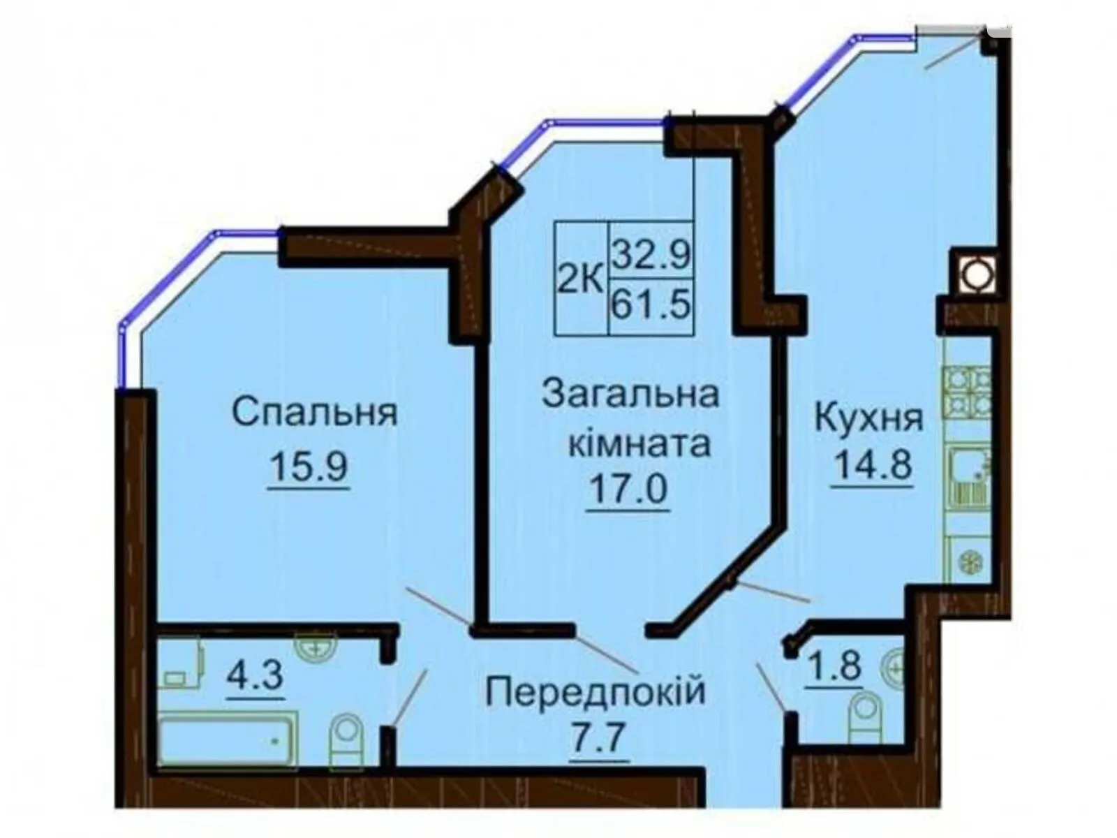 Продается 1-комнатная квартира 62 кв. м в Софиевской Борщаговке, просп. Мартынова