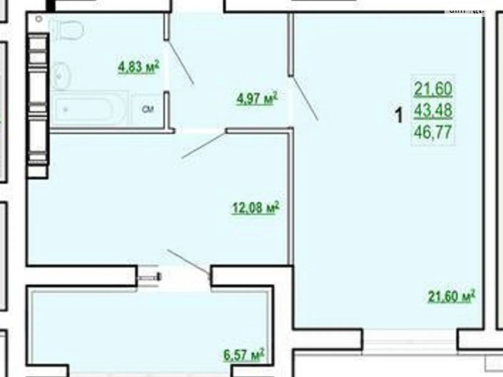 Продается 1-комнатная квартира 47 кв. м в Харькове, цена: 28500 $