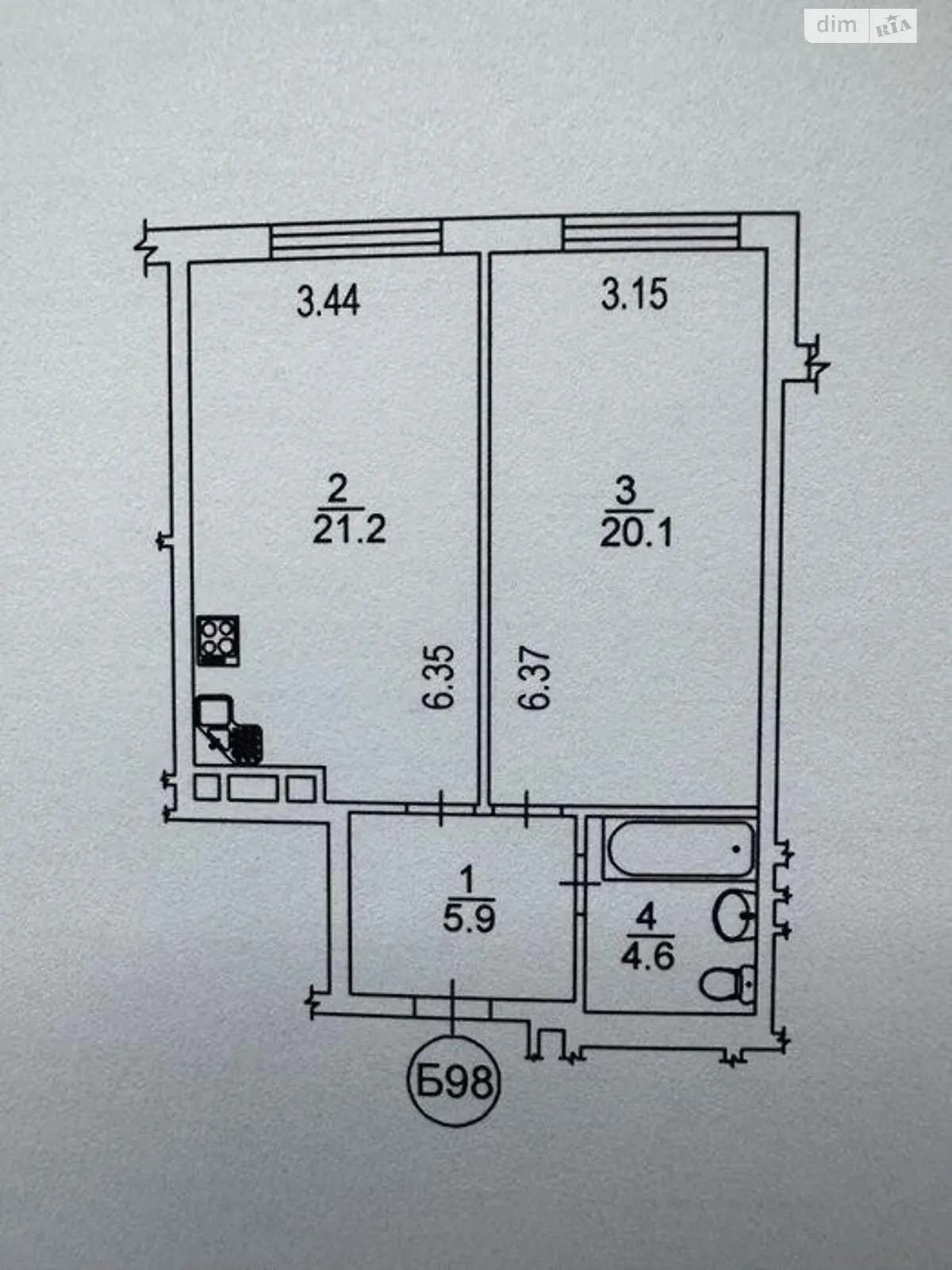 Продается 2-комнатная квартира 51.8 кв. м в Киеве, просп. Европейского Союза(Правды), 49