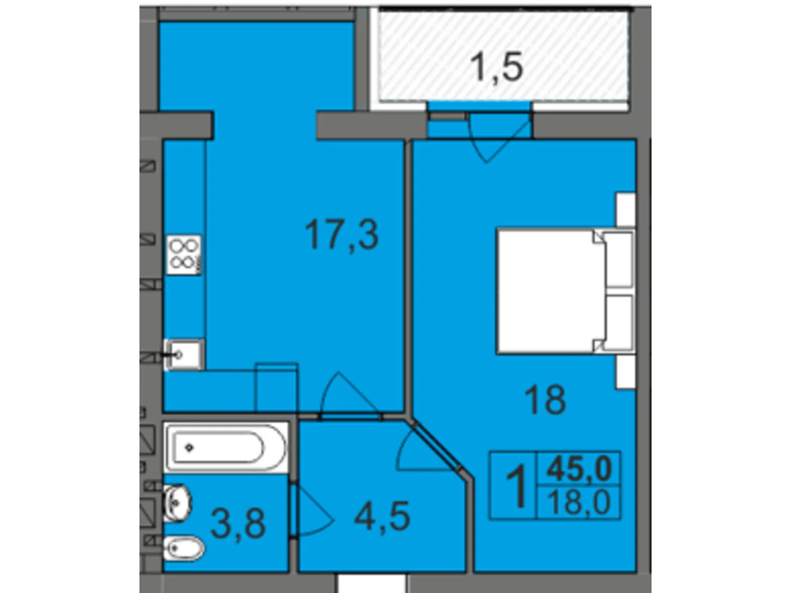 Продается 1-комнатная квартира 45 кв. м в Хмельницком, ул. Проскуровского Подполья, 131/2