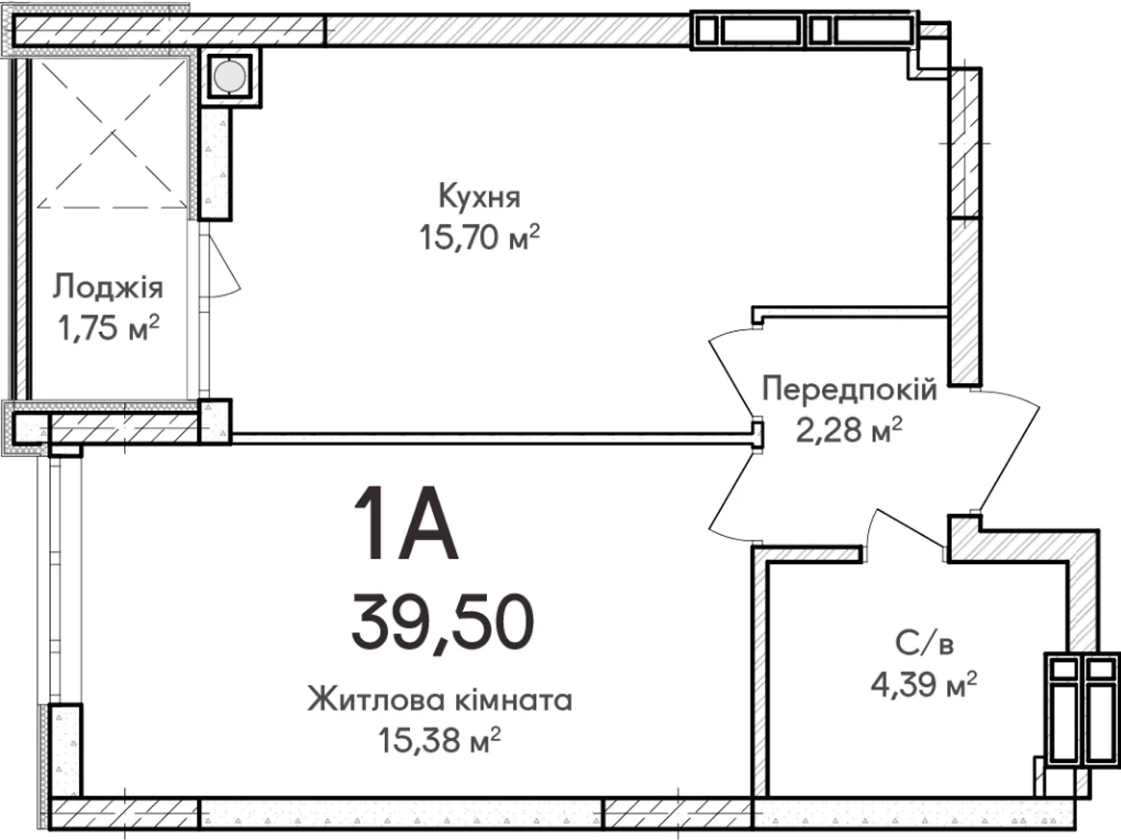 Продається 1-кімнатна квартира 39.5 кв. м у Ірпені, вул. Достоєвського