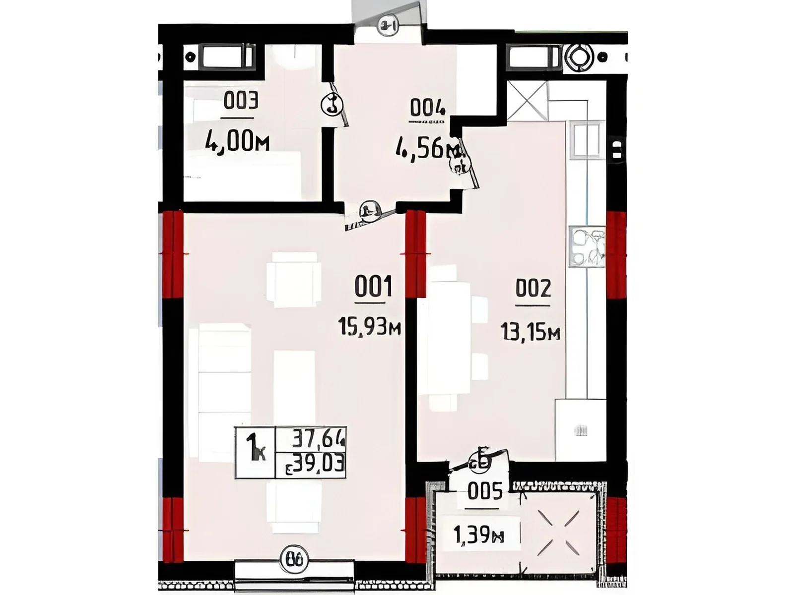 Продается 1-комнатная квартира 39.03 кв. м в Ивано-Франковске, ул. Ленкавского, 2А