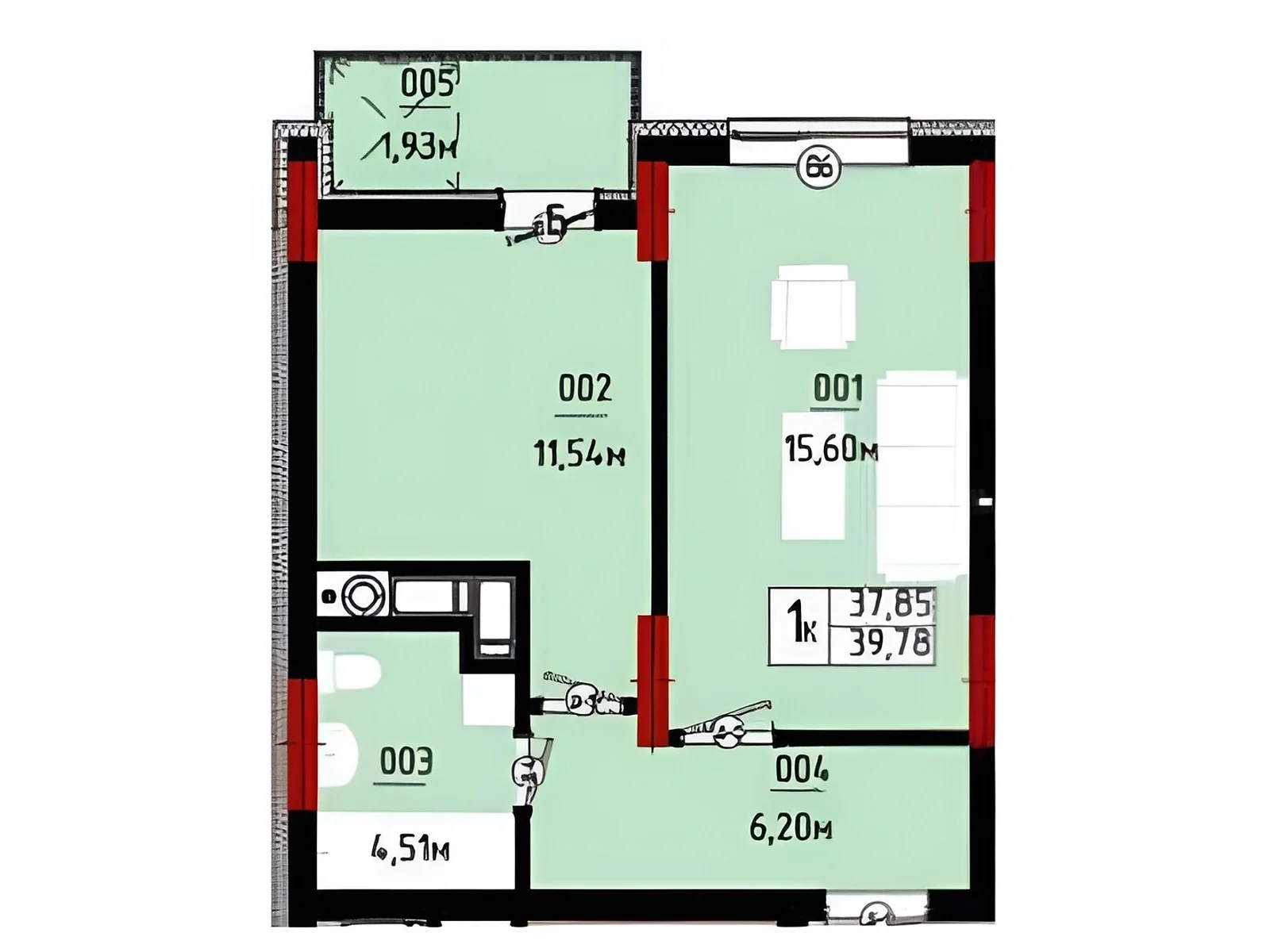 Продается 1-комнатная квартира 39.78 кв. м в Ивано-Франковске, ул. Ленкавского