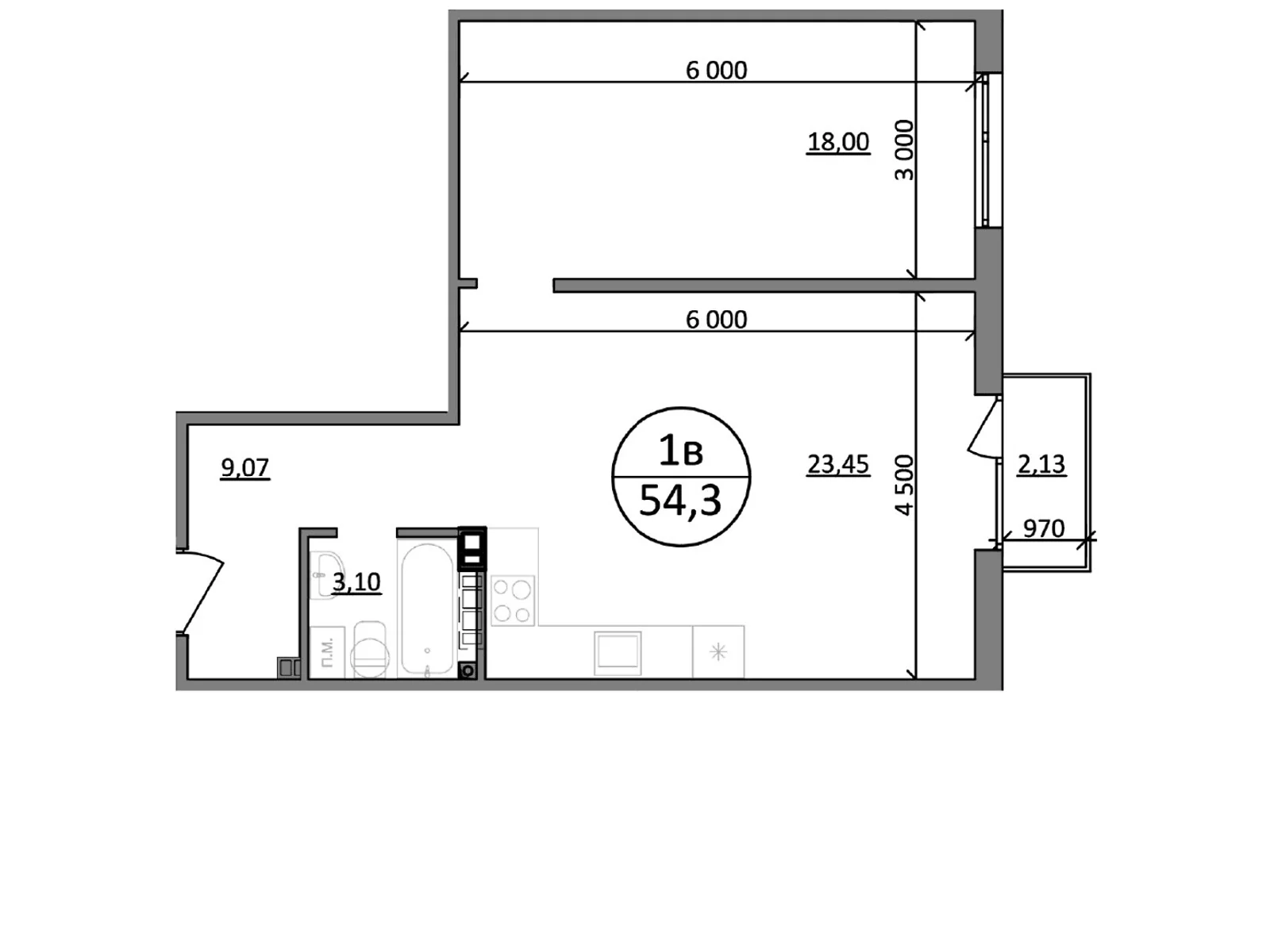 Продается 1-комнатная квартира 54.3 кв. м в Львове, цена: 37467 $