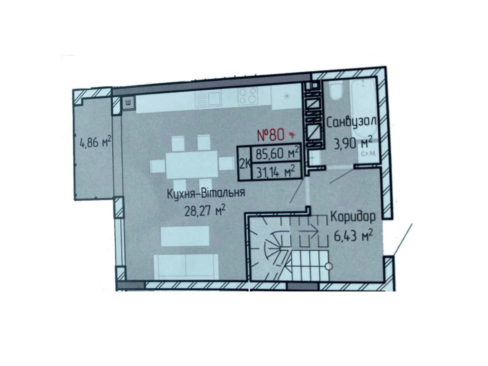 4-комнатная квартира 85.6 кв. м в Тернополе, цена: 72760 $