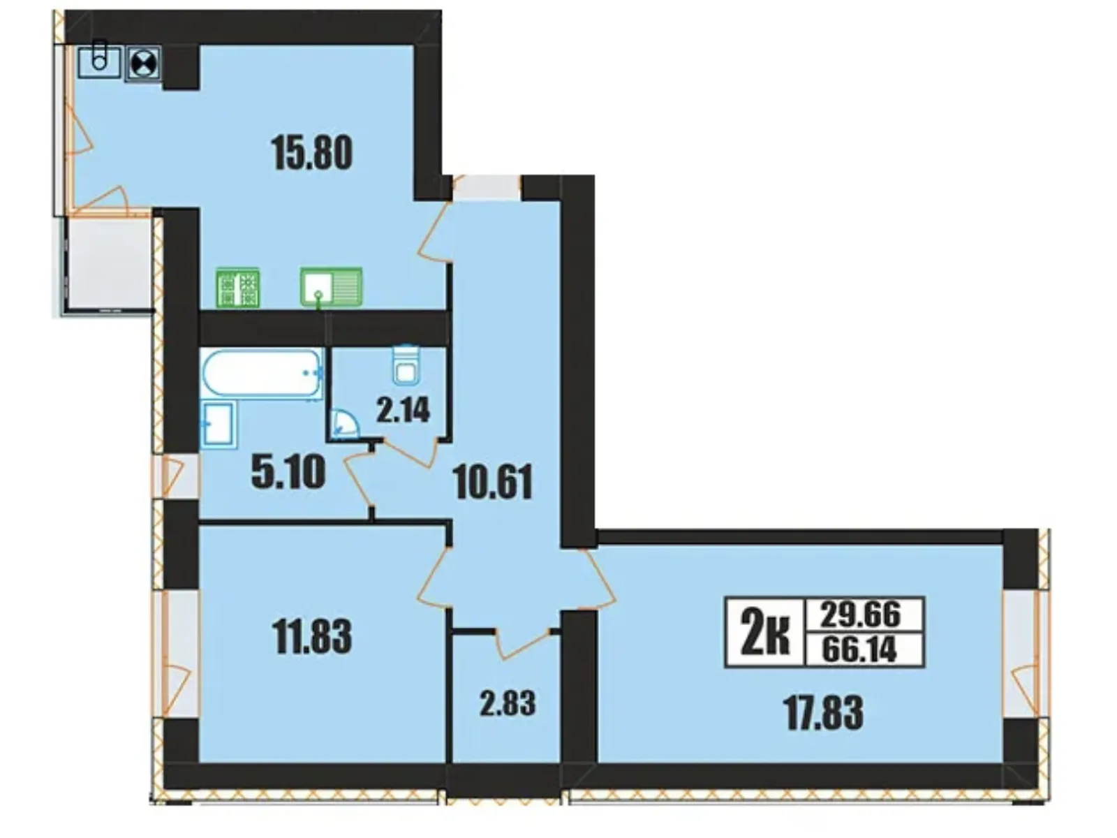 Продается 2-комнатная квартира 67 кв. м в Хмельницком, ул. Панаса Мирного