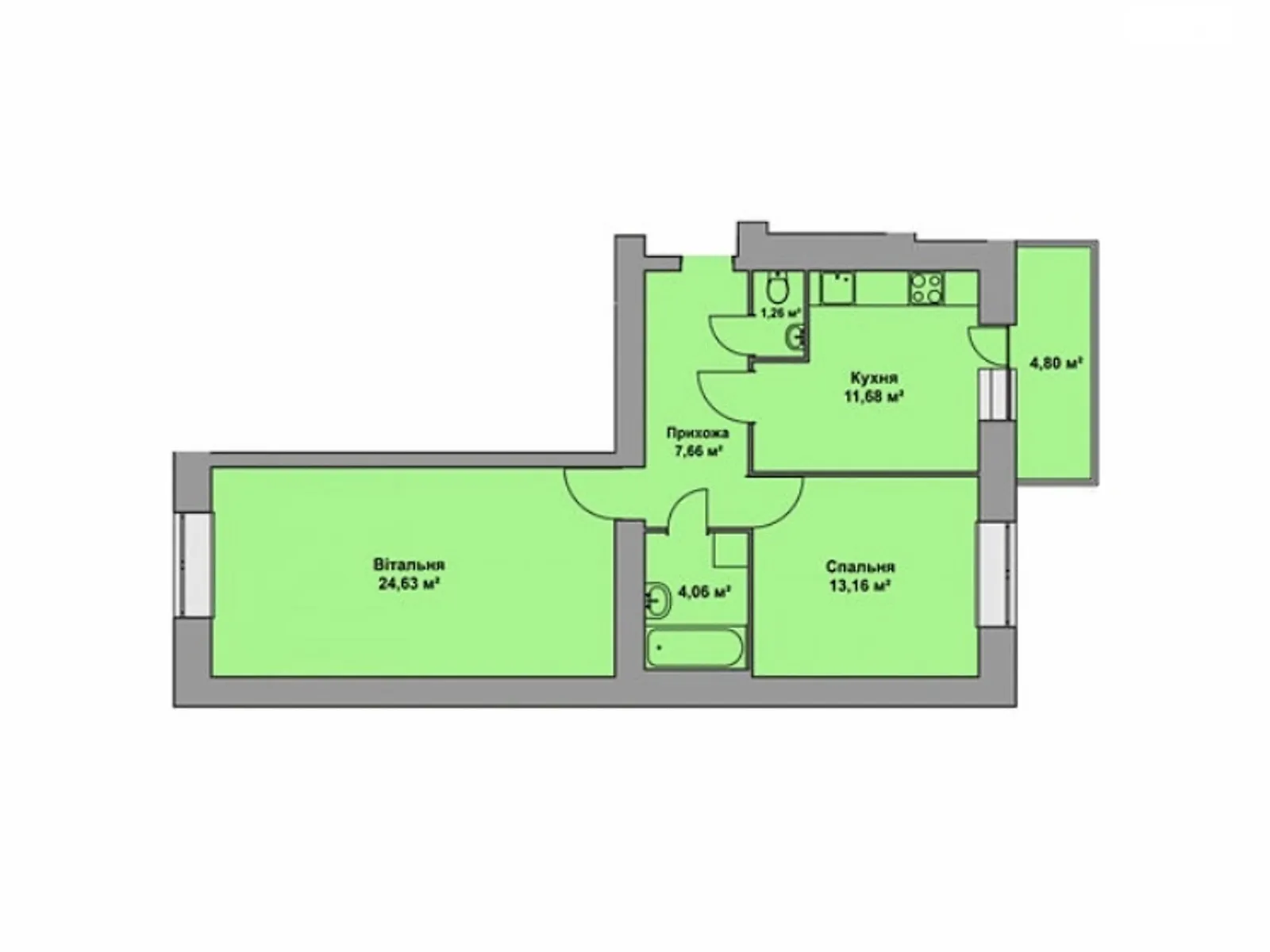 2-комнатная квартира 66 кв. м в Тернополе, цена: 39000 $