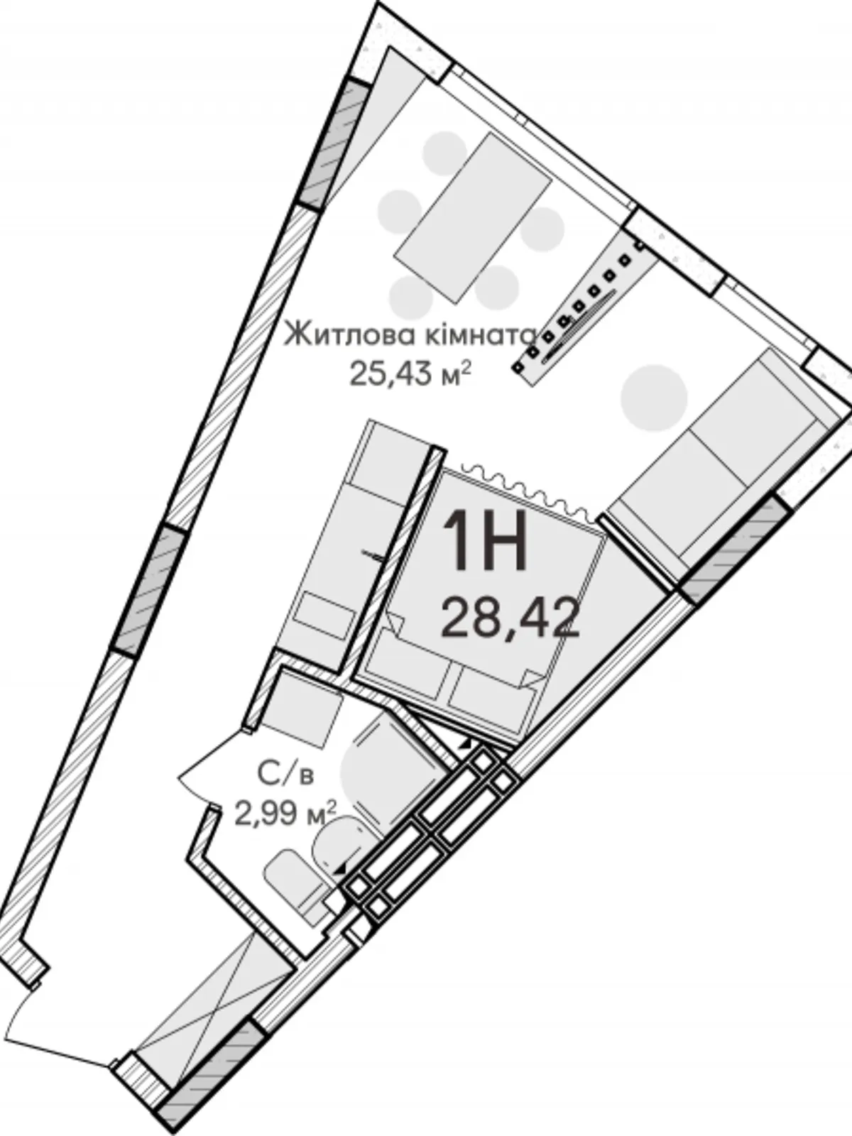 Продається 1-кімнатна квартира 28 кв. м у Ірпені, вул. Достоєвського, 1В