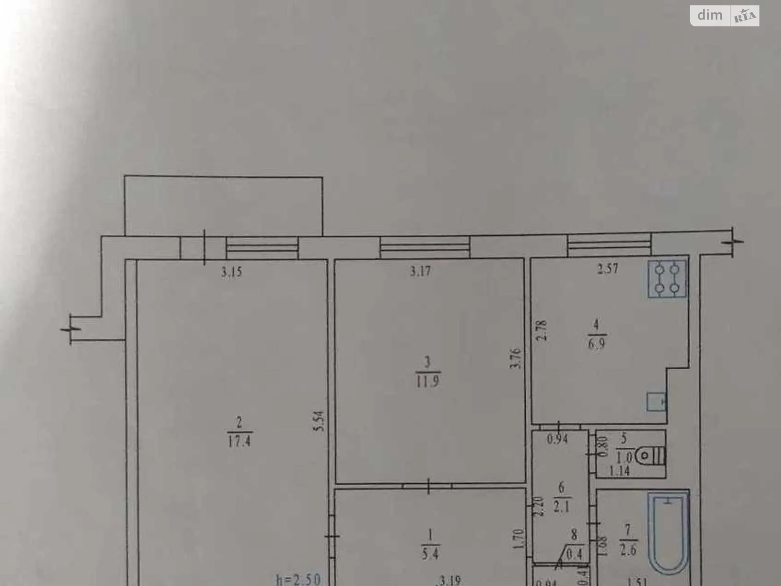 Продается 2-комнатная квартира 51 кв. м в Полтаве, ул. Головко