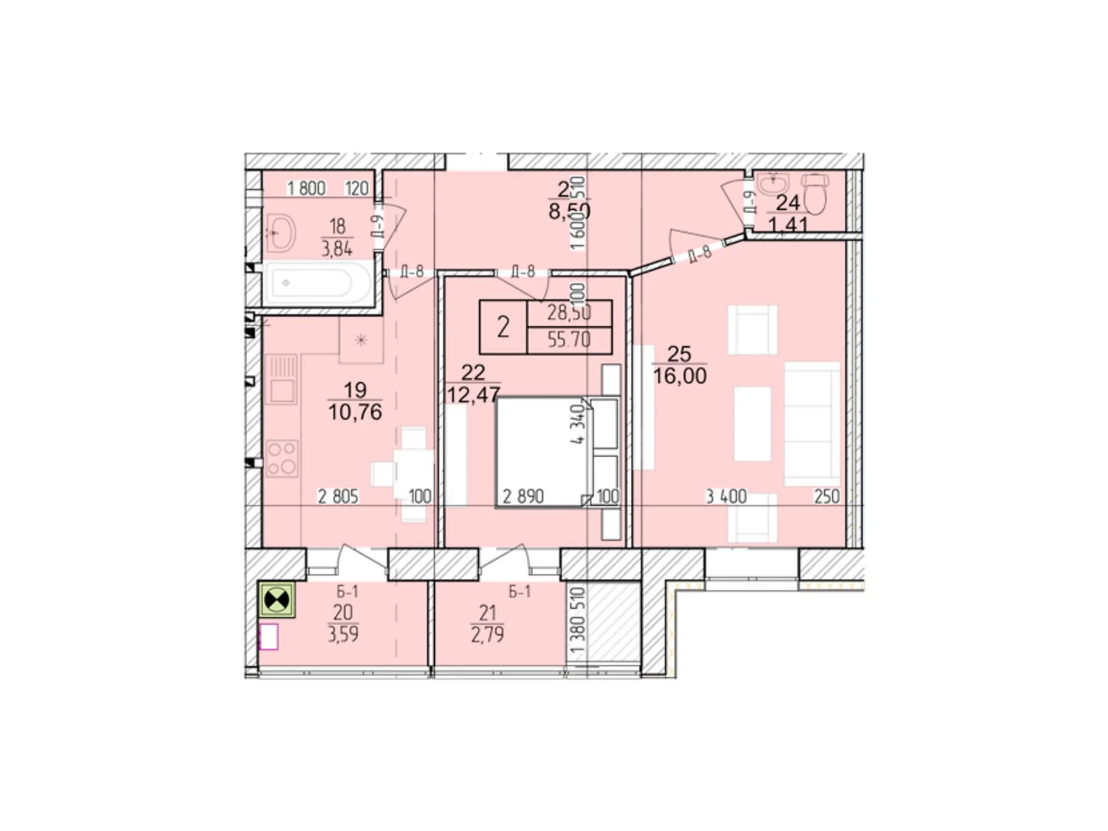 Продается 2-комнатная квартира 55.7 кв. м в Хмельницком, пер. Независимости, 11-13 - фото 1