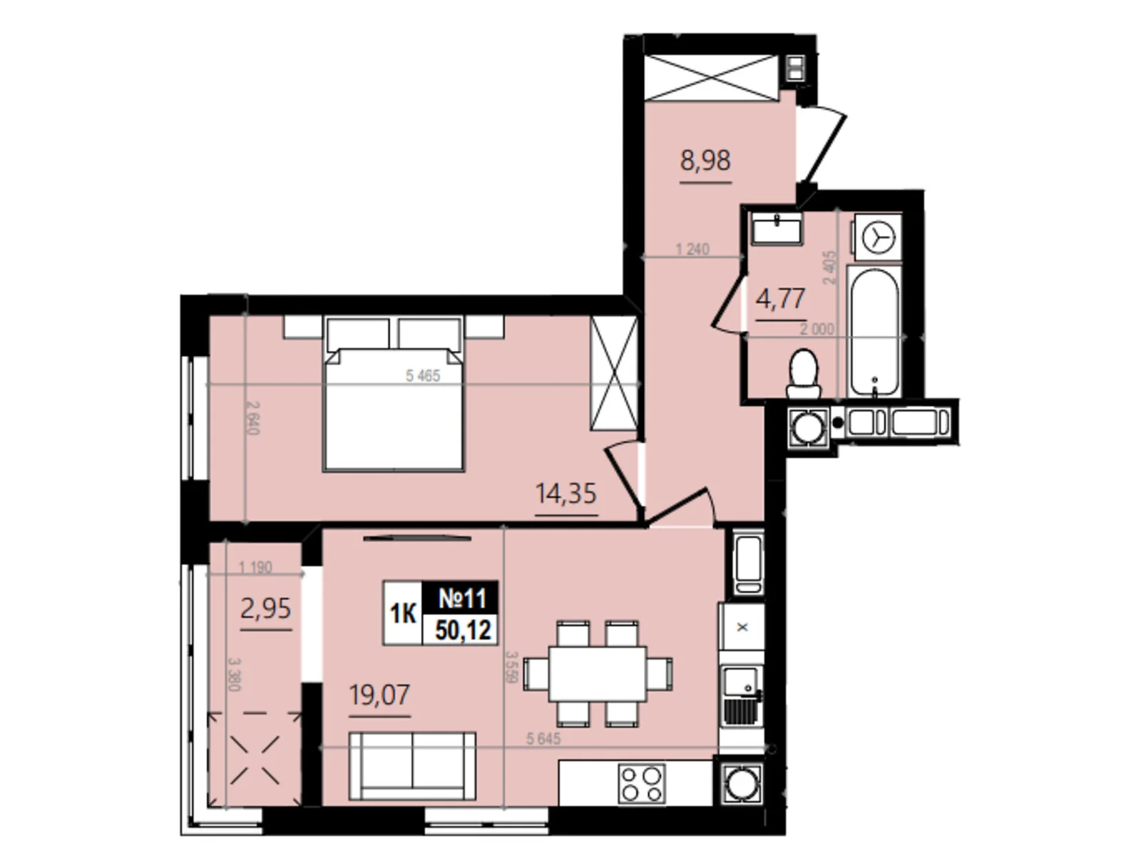 Продается 1-комнатная квартира 53.08 кв. м в Винниках, ул. Лесная