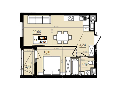 Продается 1-комнатная квартира 42.6 кв. м в Винниках, ул. Лесная