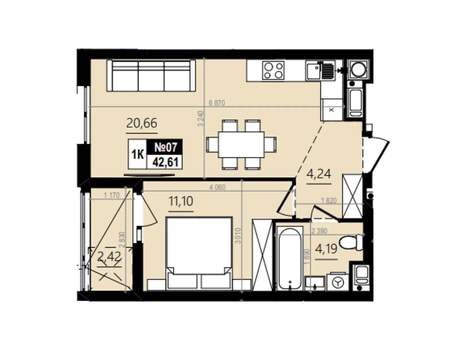 Продается 1-комнатная квартира 45.23 кв. м в Винниках, ул. Лесная - фото 1