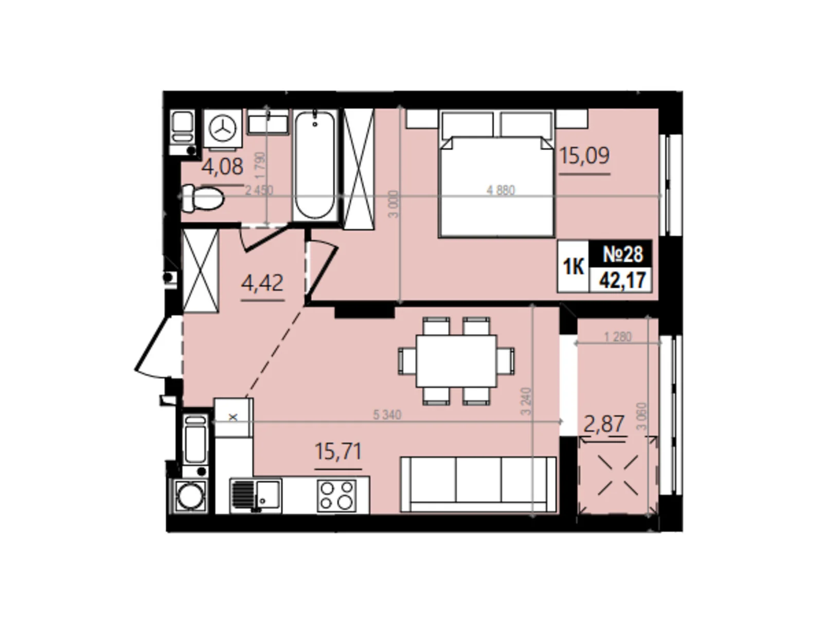 Продается 1-комнатная квартира 45.29 кв. м в Винниках, ул. Лесная