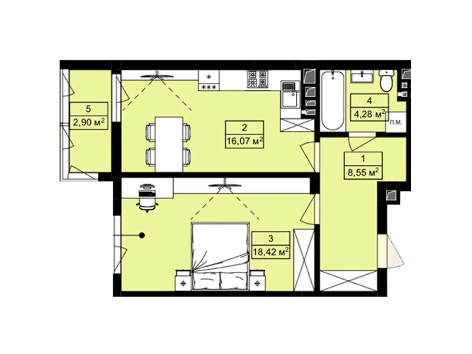 Продается 1-комнатная квартира 50.22 кв. м в Лисиничах, цена: 54419 $