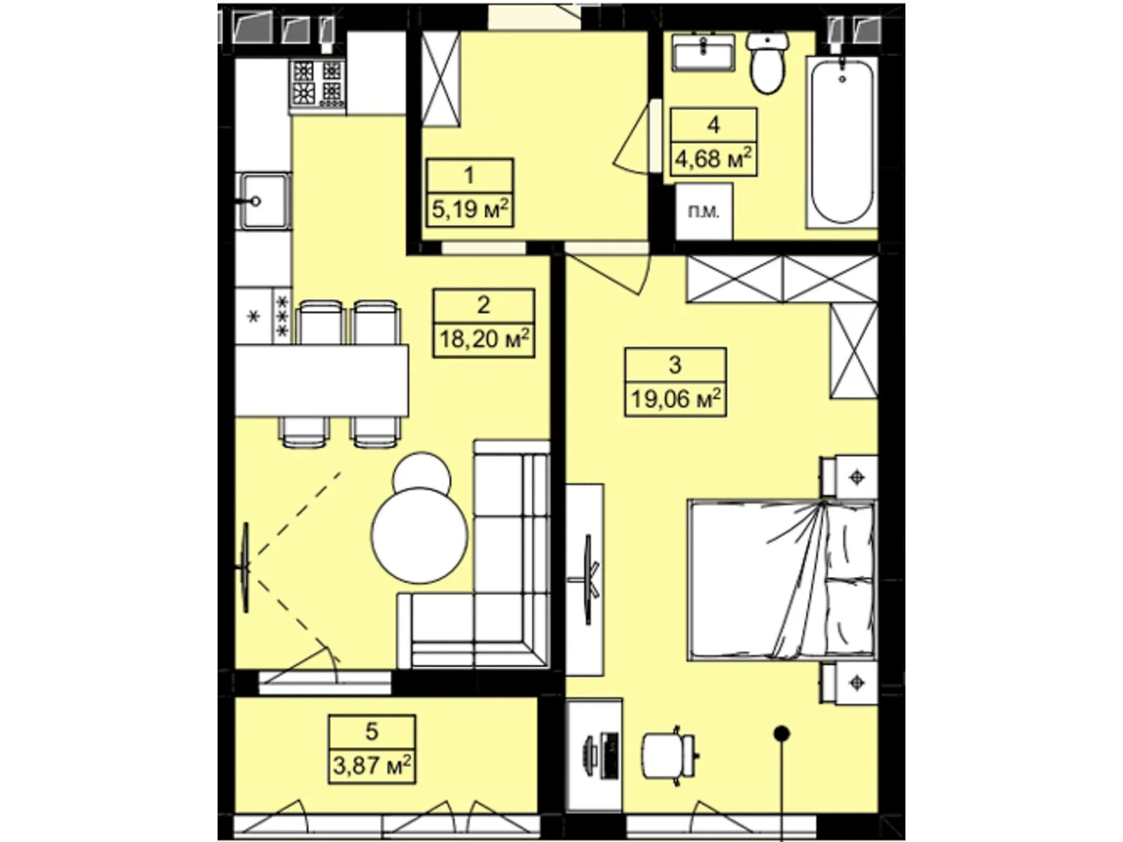 Продается 1-комнатная квартира 51 кв. м в Лисиничах, цена: 52709 $