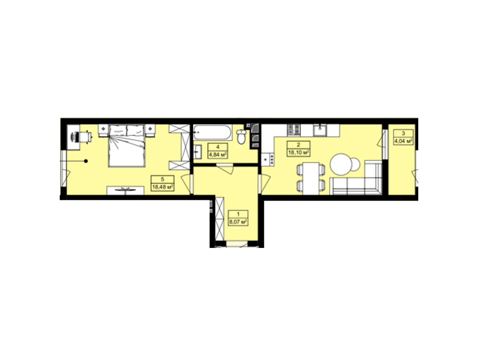 Продается 1-комнатная квартира 53.53 кв. м в Лисиничах, цена: 56024 $