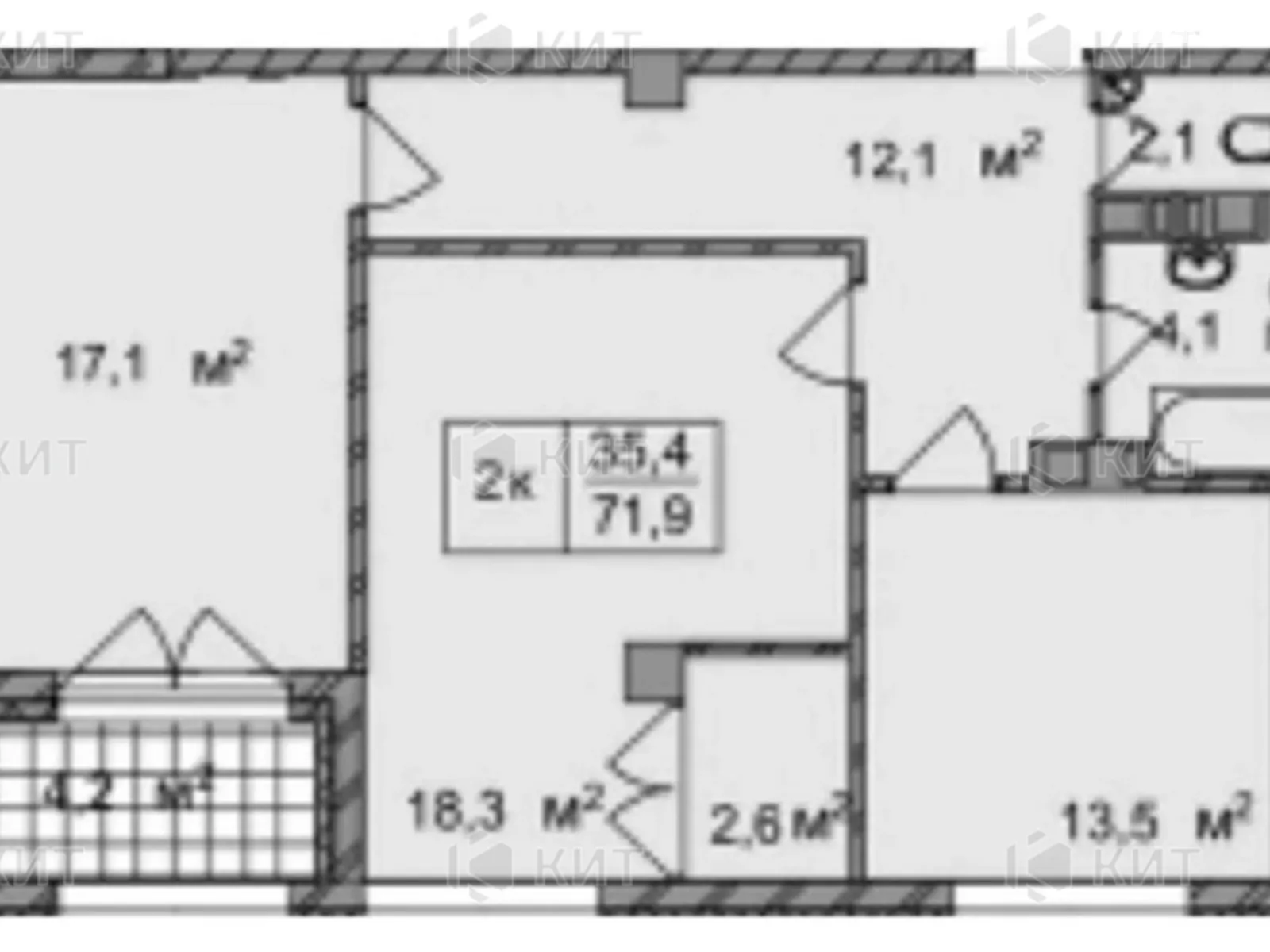 Продається 2-кімнатна квартира 76 кв. м у Харкові, вул. Свободи, 36