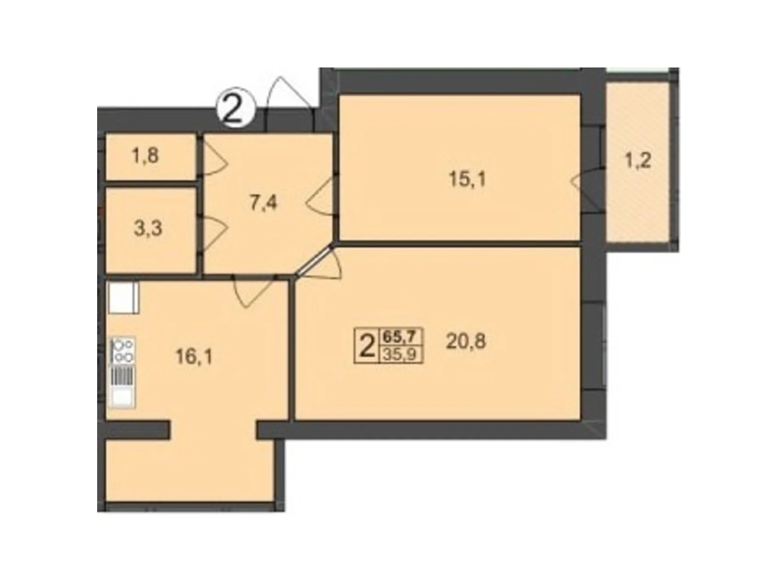 Продается 2-комнатная квартира 65.7 кв. м в Житомире