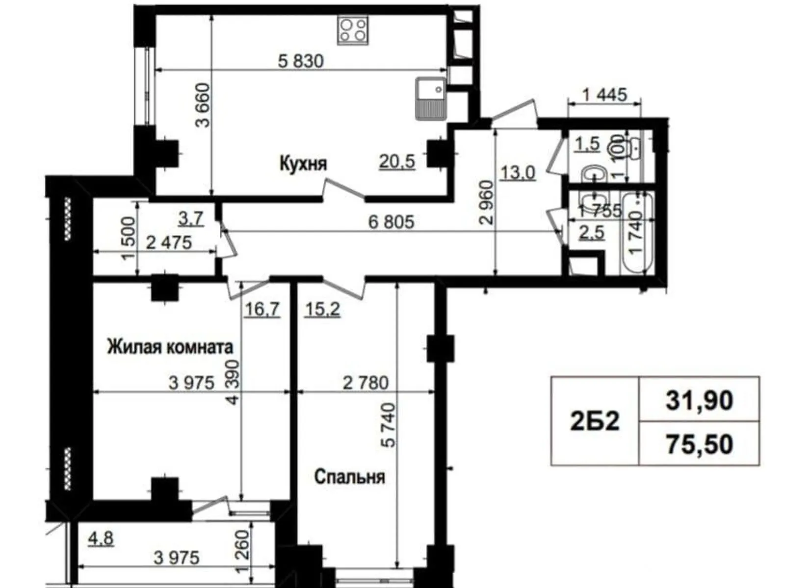 Продається 2-кімнатна квартира 76 кв. м у Харкові, просп. Льва Ландау, 60 - фото 1