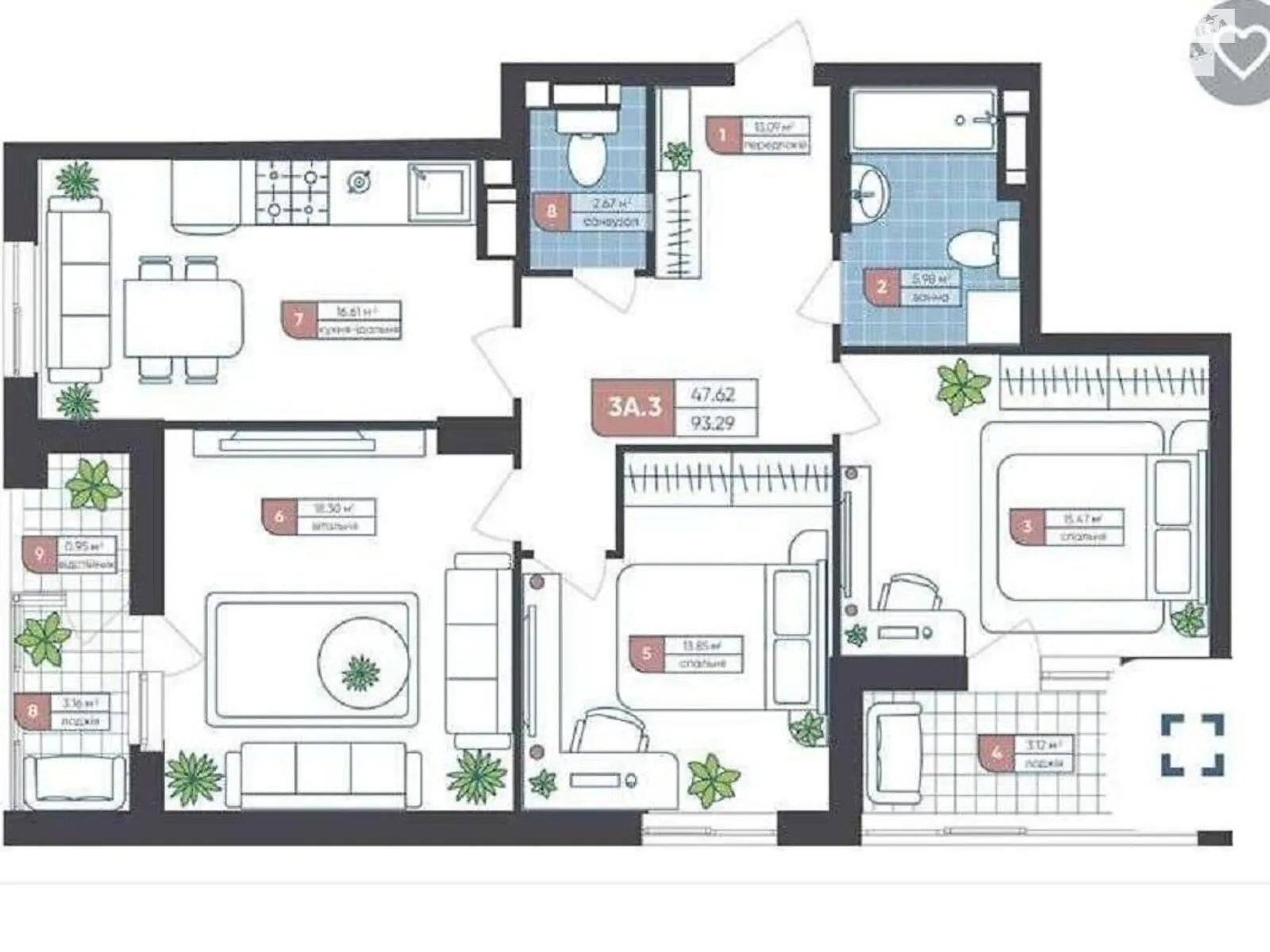 Продается 3-комнатная квартира 93 кв. м в Киеве, пер. Приборный, 10А