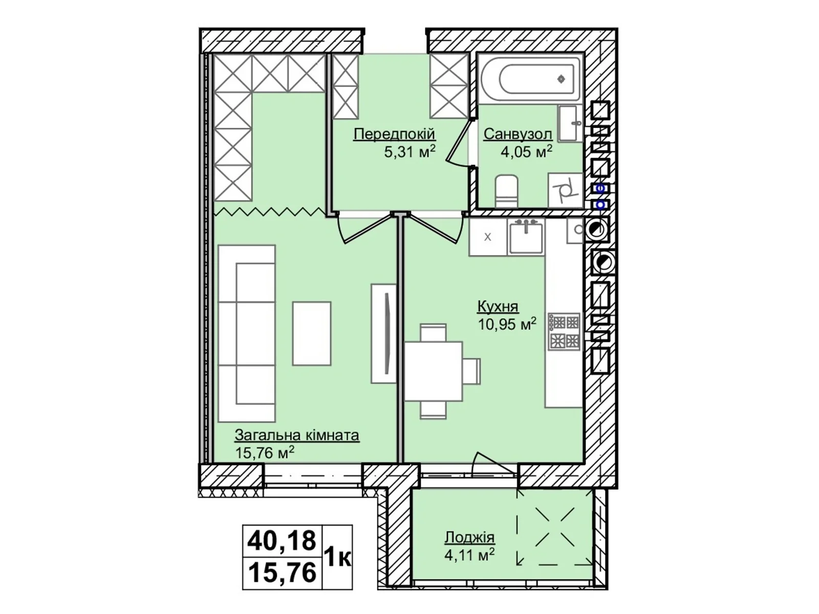 Продается 1-комнатная квартира 40.18 кв. м в Каменце-Подольском, цена: 22099 $