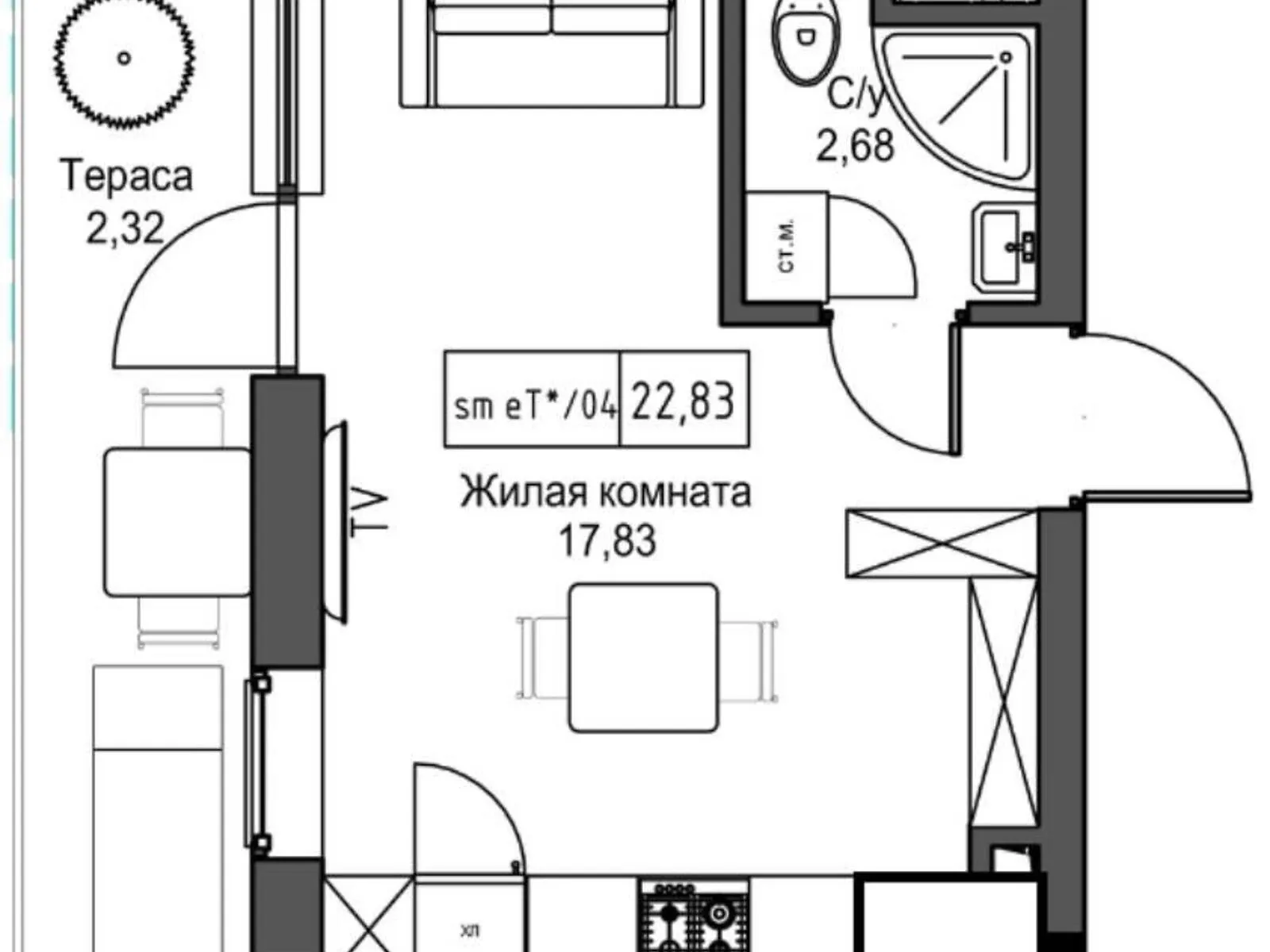 Продається 1-кімнатна квартира 22 кв. м у Одесі, Овідіопольська дор.