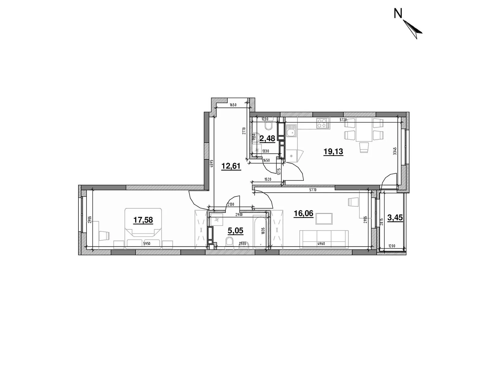 Продается 2-комнатная квартира 76.36 кв. м в Киеве, , 56 - фото 1