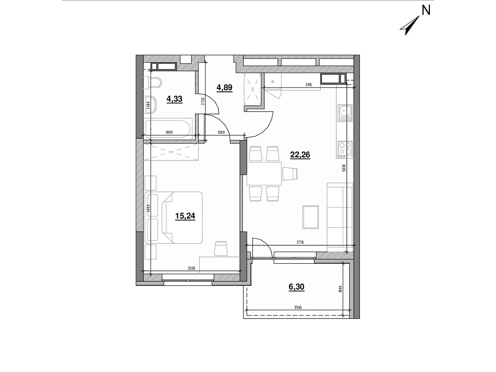 Продается 1-комнатная квартира 53.02 кв. м в Киеве, цена: 89540 $