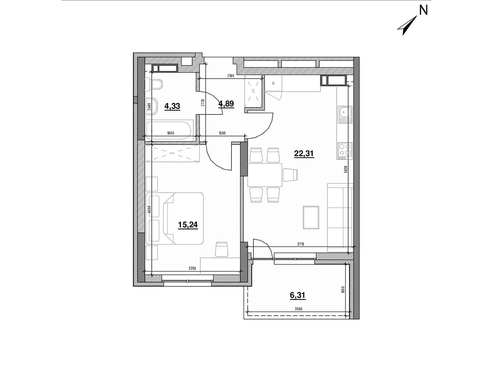 Продается 1-комнатная квартира 53.08 кв. м в Киеве, цена: 89641 $