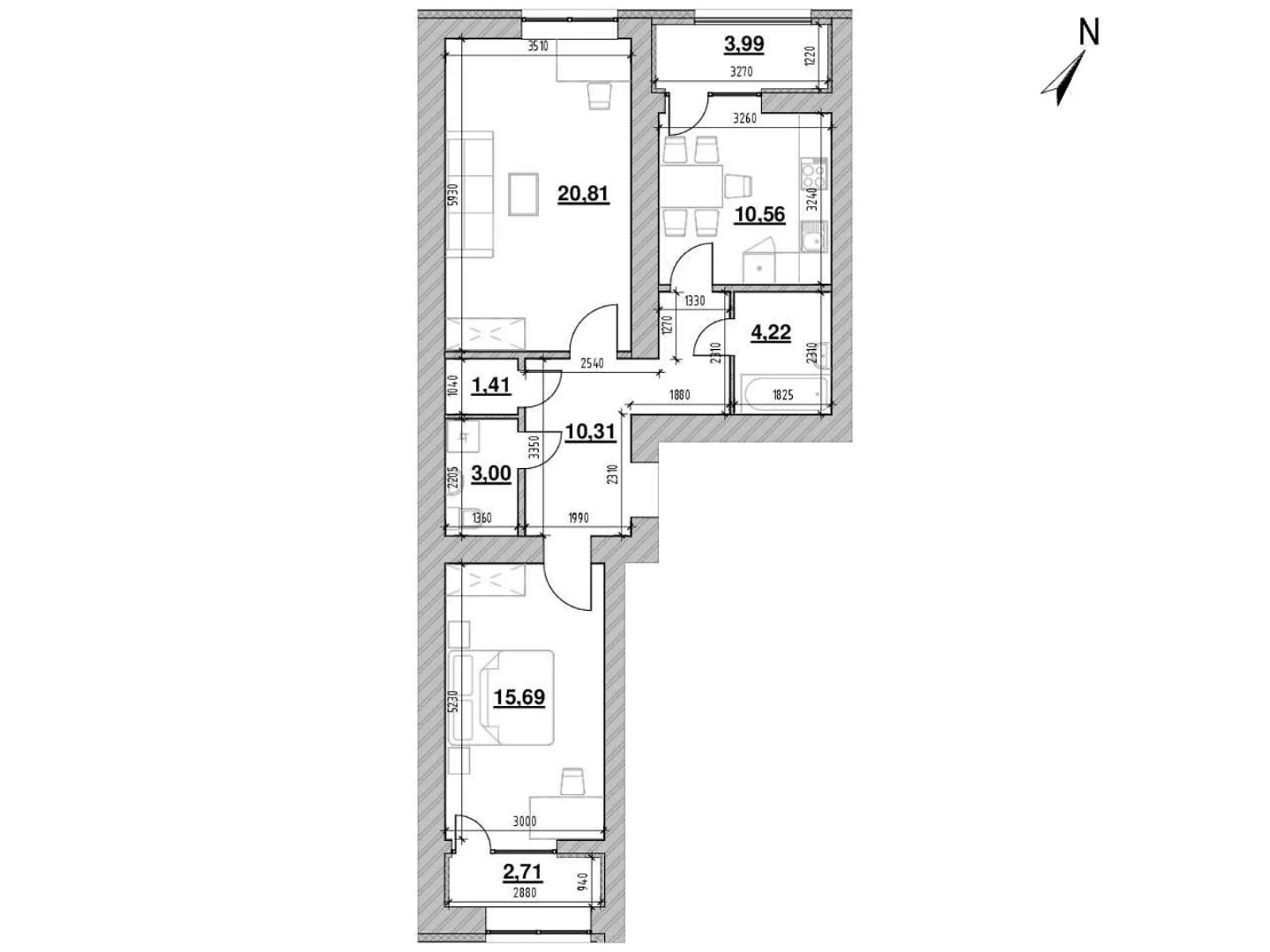 Продается 2-комнатная квартира 76.6 кв. м в Львове, ул. Железнодорожная, 7 - фото 1