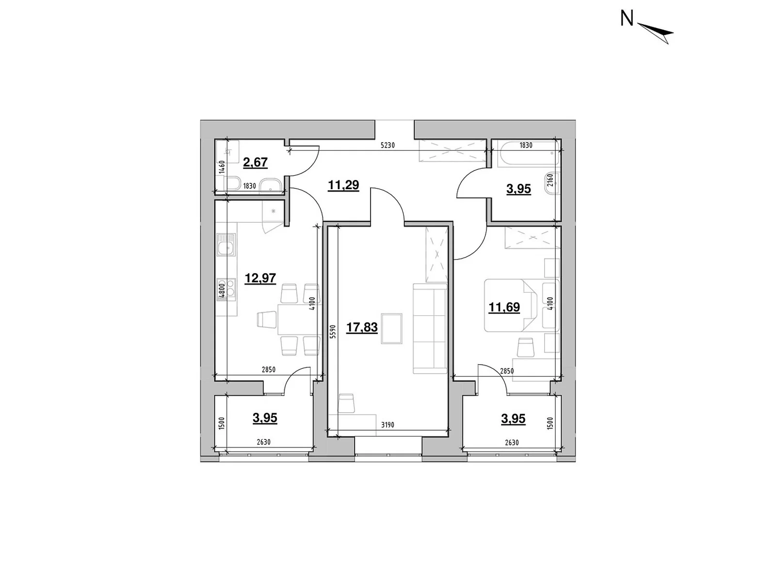 Продается 2-комнатная квартира 68.3 кв. м в Львове, ул. Железнодорожная, 7 - фото 1