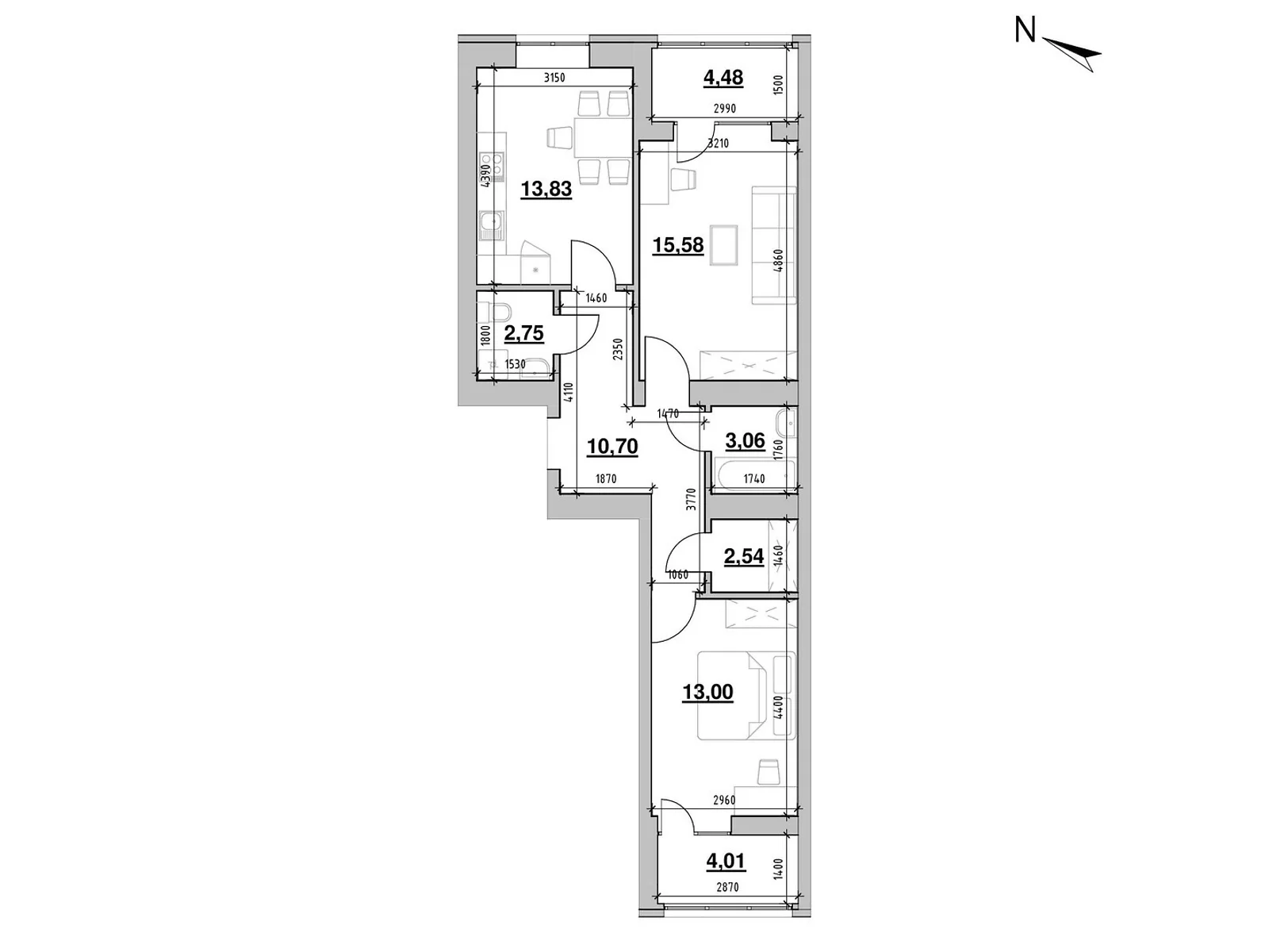 Продается 2-комнатная квартира 69.95 кв. м в Львове, ул. Железнодорожная, 7