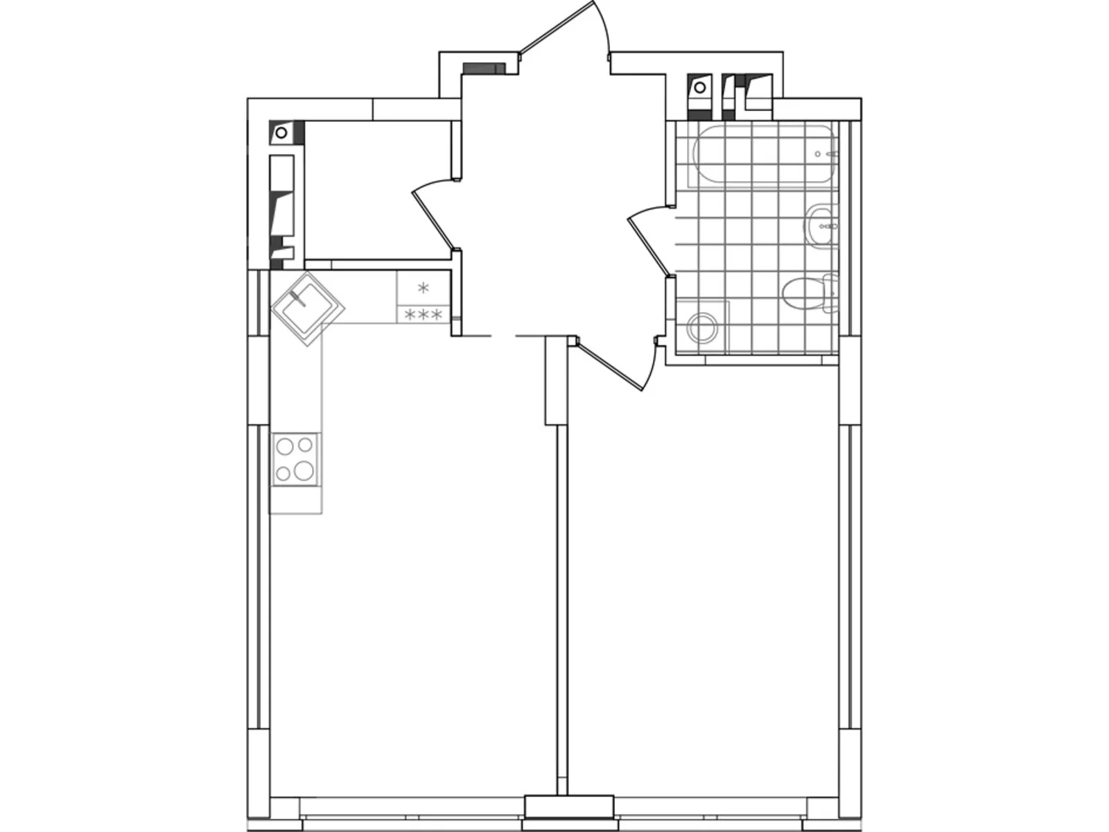 Продается 1-комнатная квартира 47.39 кв. м в Киеве, просп. Правды, 45А