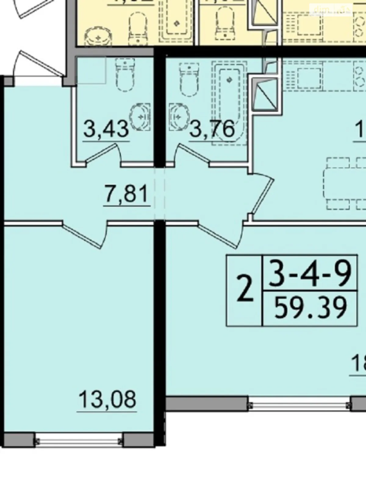 Продается 2-комнатная квартира 58.5 кв. м в Одессе, ул. Академика Сахарова, 3