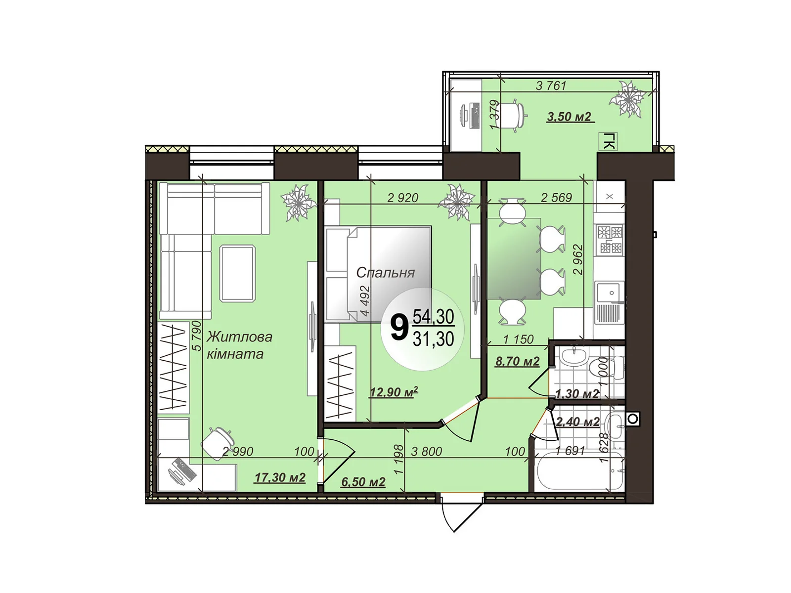 Продается 2-комнатная квартира 54.3 кв. м в Виннице, ул. Сергея Зулинского