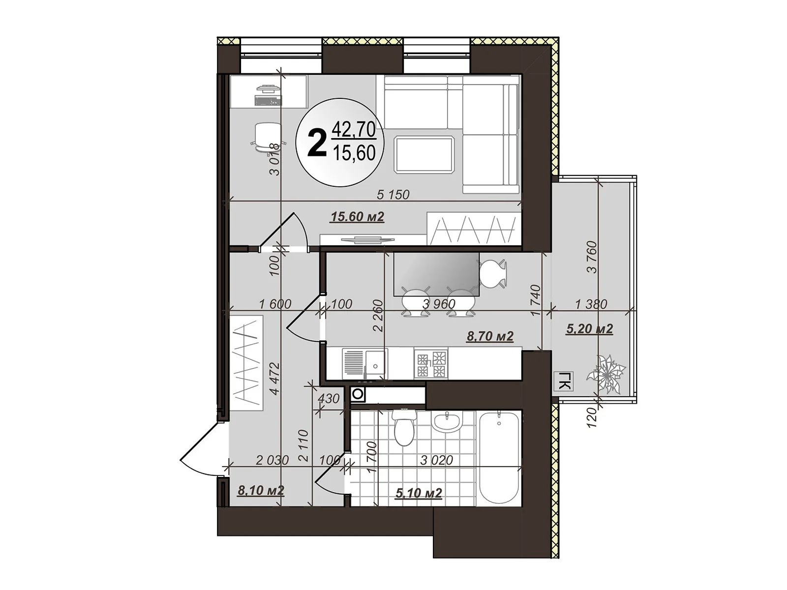 Продается 1-комнатная квартира 41 кв. м в Виннице, ул. Сергея Зулинского - фото 1