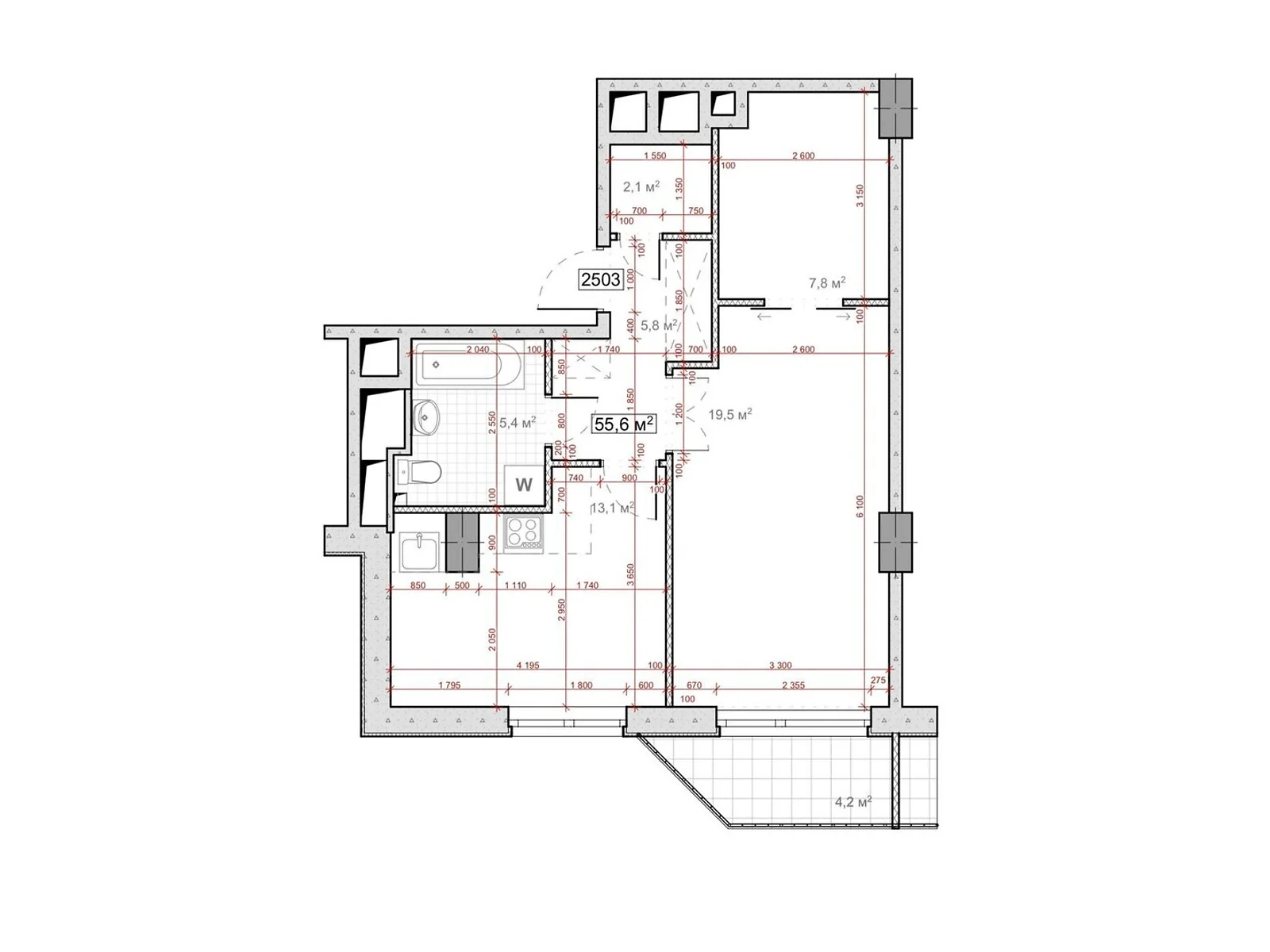 Продается 2-комнатная квартира 57.71 кв. м в Днепре, цена: 84256 $