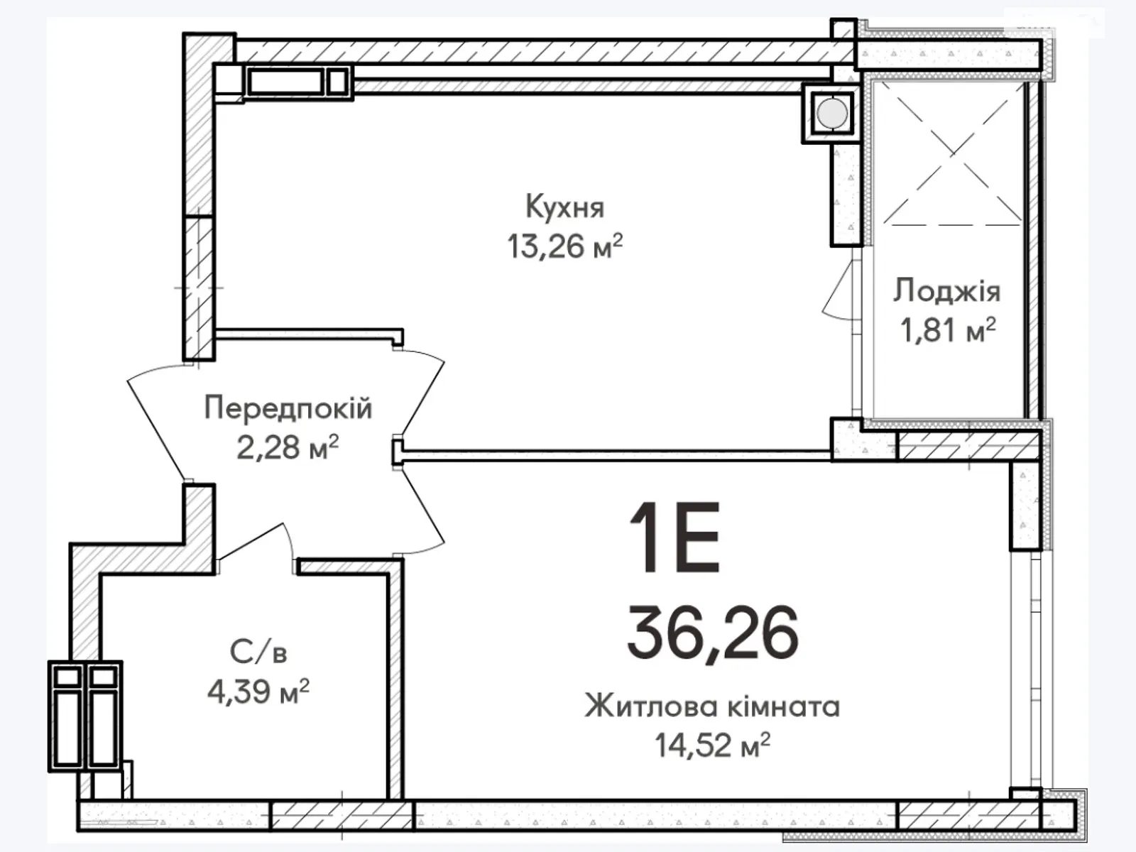 Продається 1-кімнатна квартира 36.26 кв. м у Ірпені, вул. Достоєвського