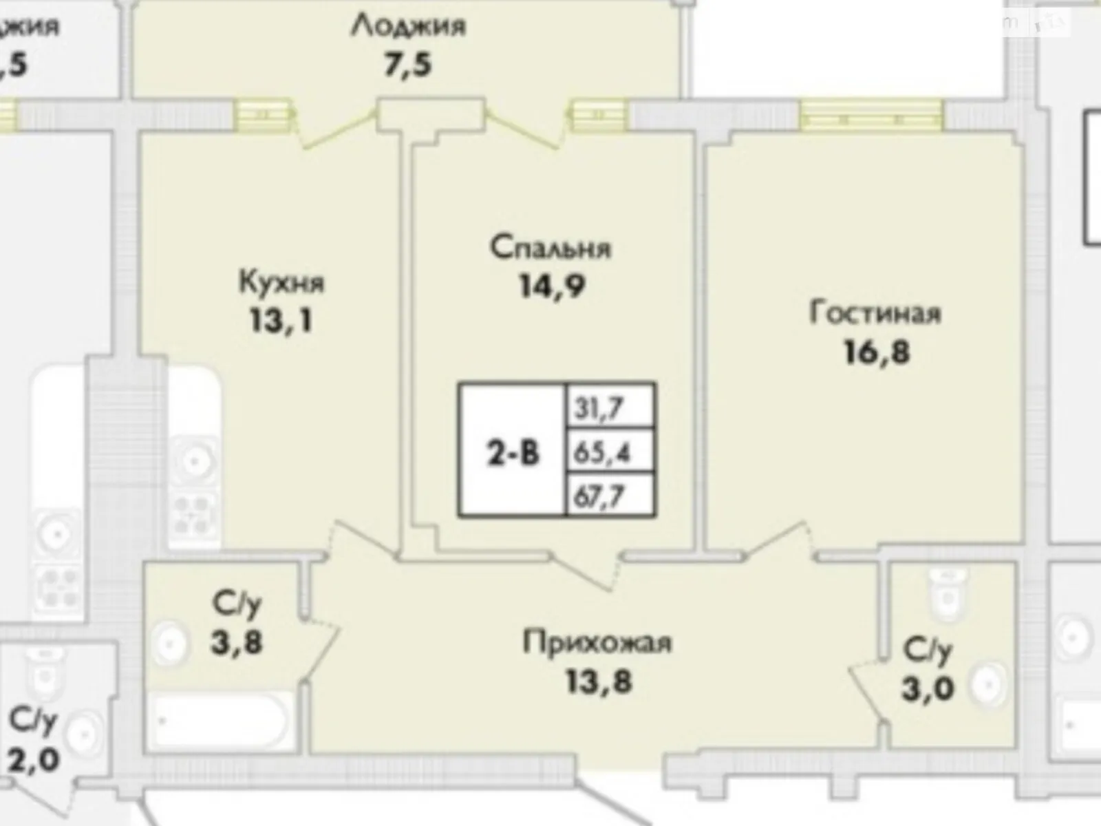 Продается 2-комнатная квартира 67.7 кв. м в Одессе, ул. Трамвайная, 31 - фото 1