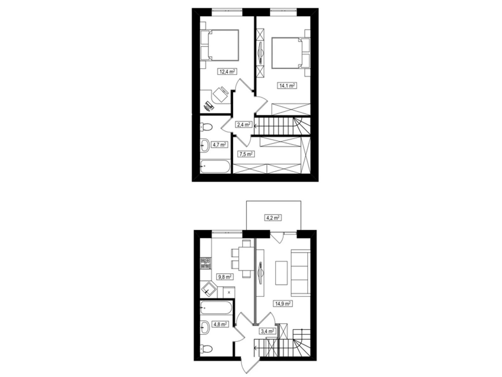 Продается 3-комнатная квартира 75.3 кв. м в Белогородке, цена: 41467 $