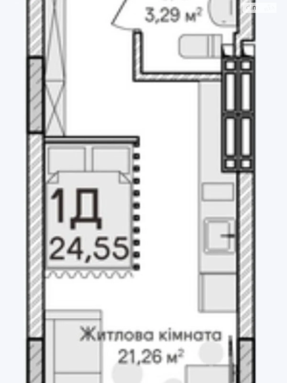 Продается 1-комнатная квартира 24.5 кв. м в Ирпене, ул. Достоевского, 12