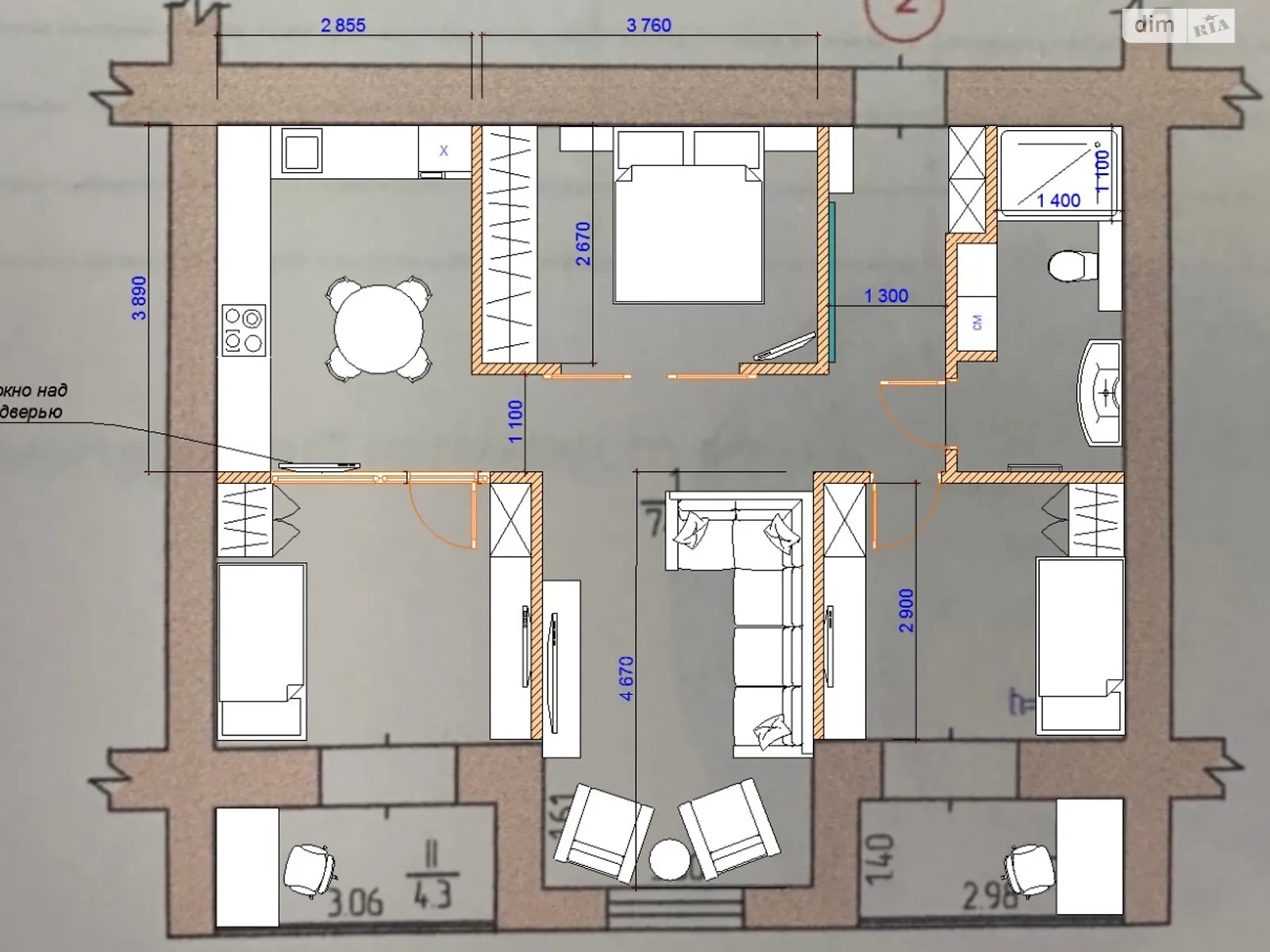 1-кімнатна квартира 83.1 кв. м у Запоріжжі, вул. Петра Сагайдачного(Бородинська), 1В - фото 1