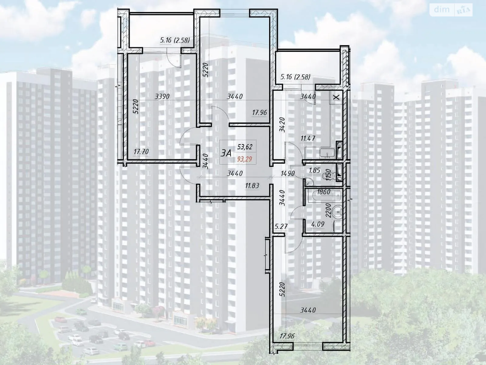 Продается 3-комнатная квартира 93 кв. м в Киеве, ул. Электротехническая, 43